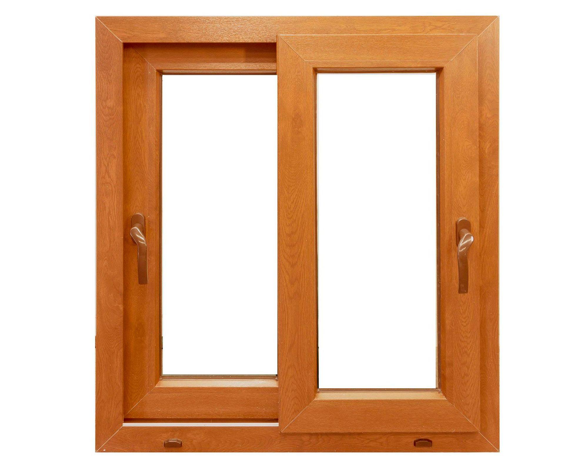 Ventana PVC 121X100 cm Termopanel Corredera Premium Roble Dorado Crown Glass-0