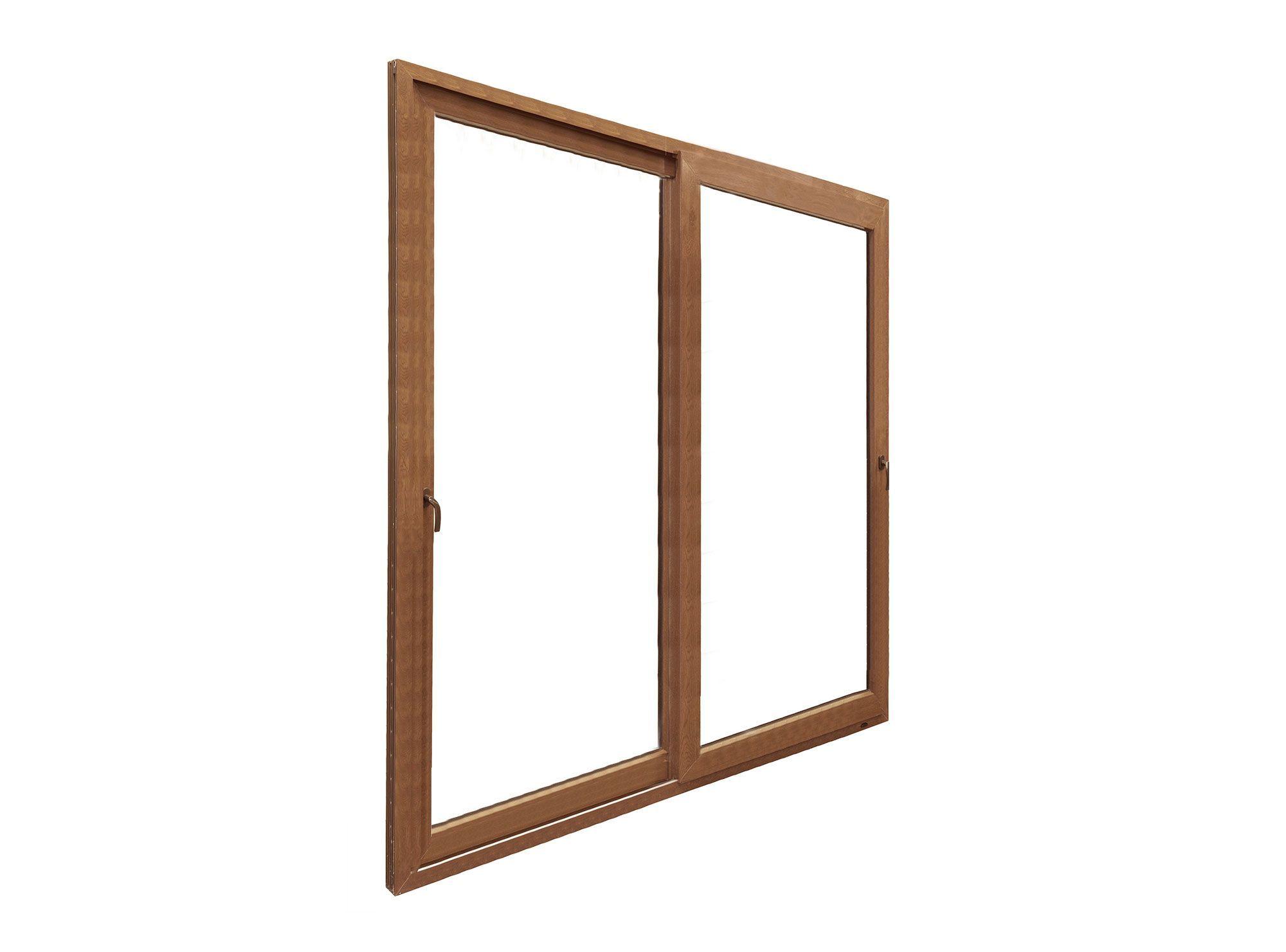 Ventana PVC 195x205 cm Termopanel Corredera Premium Nogal Crown Glass-1