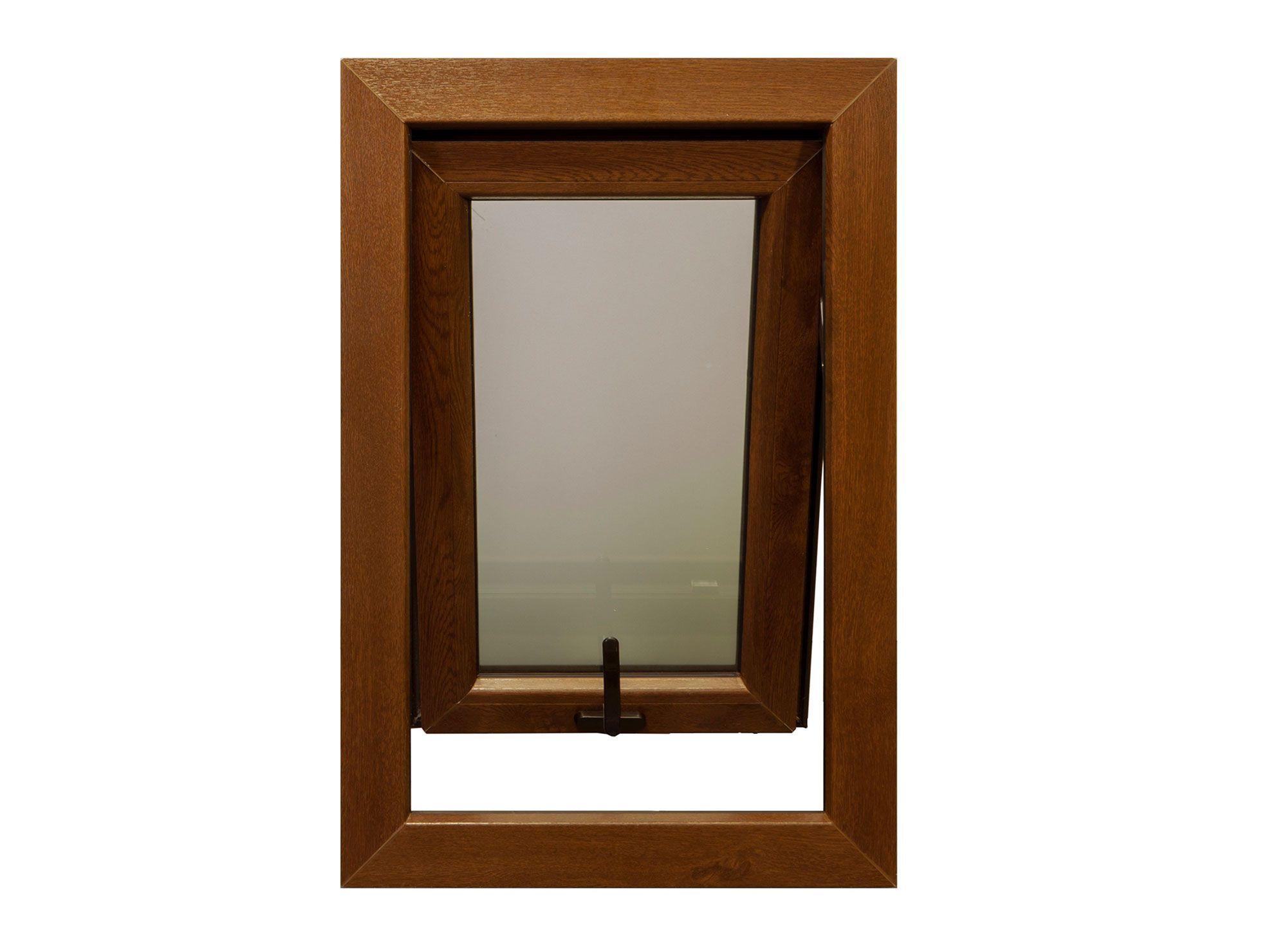 Ventana PVC 50x50 cm Termopanel Proyectante Premium Nogal Crown Glass-0
