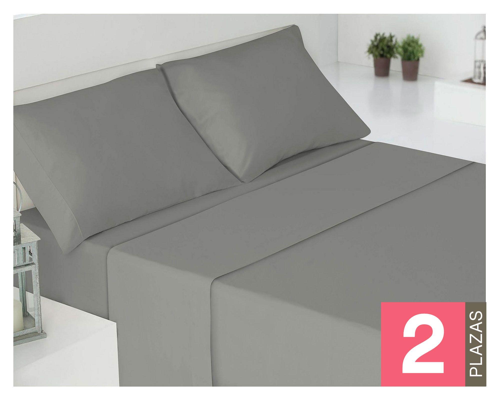 Juego sábanas 2 plazas 180 hilos gris Cotidiana-0