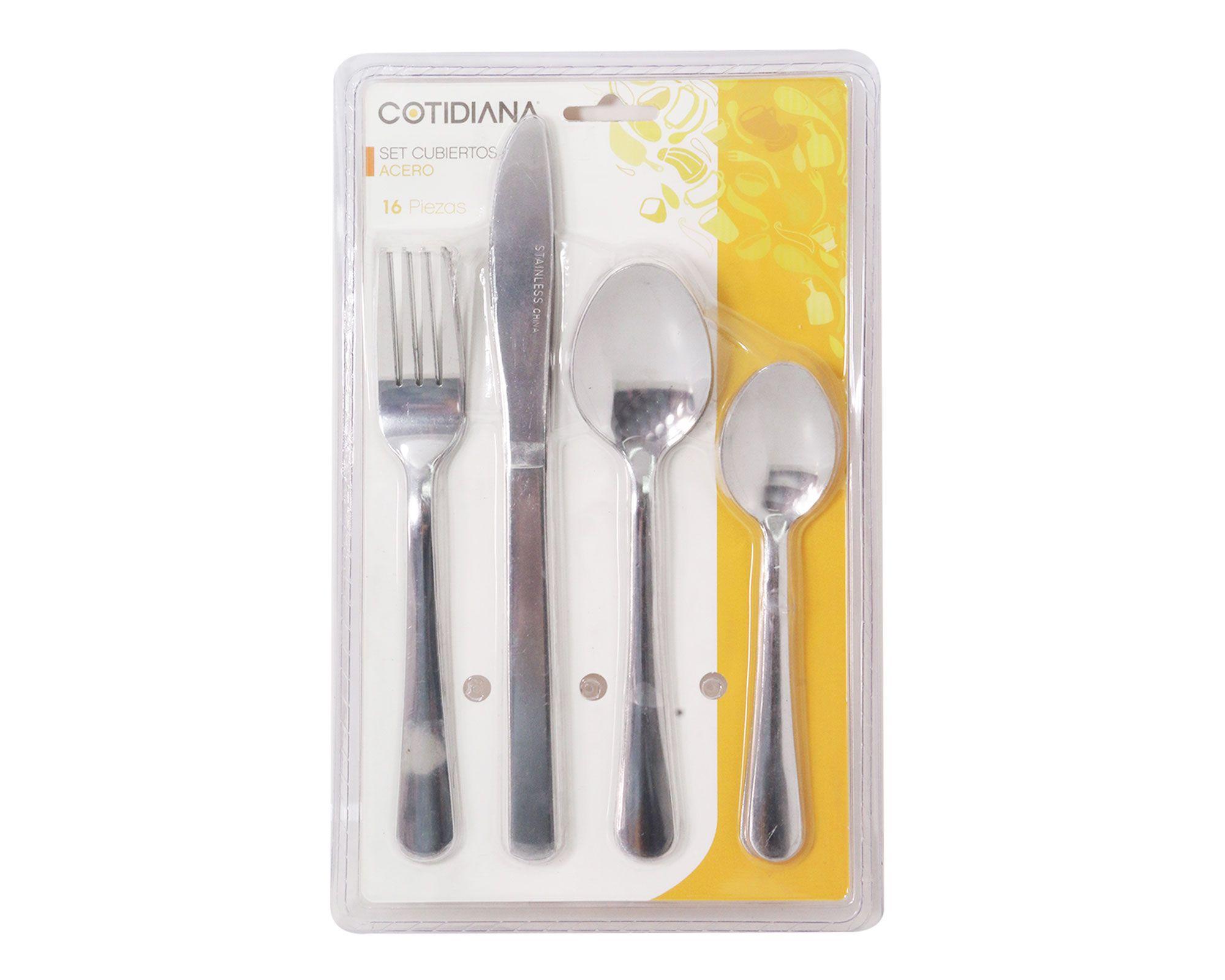 Cubiertos 16 piezas acero Blister Cotidiana-1