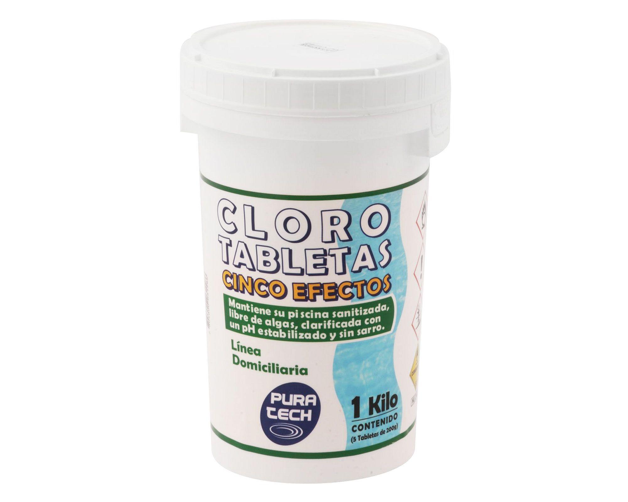 Cloro tableta piscina 1 kg 5 efectos Pura tech-0