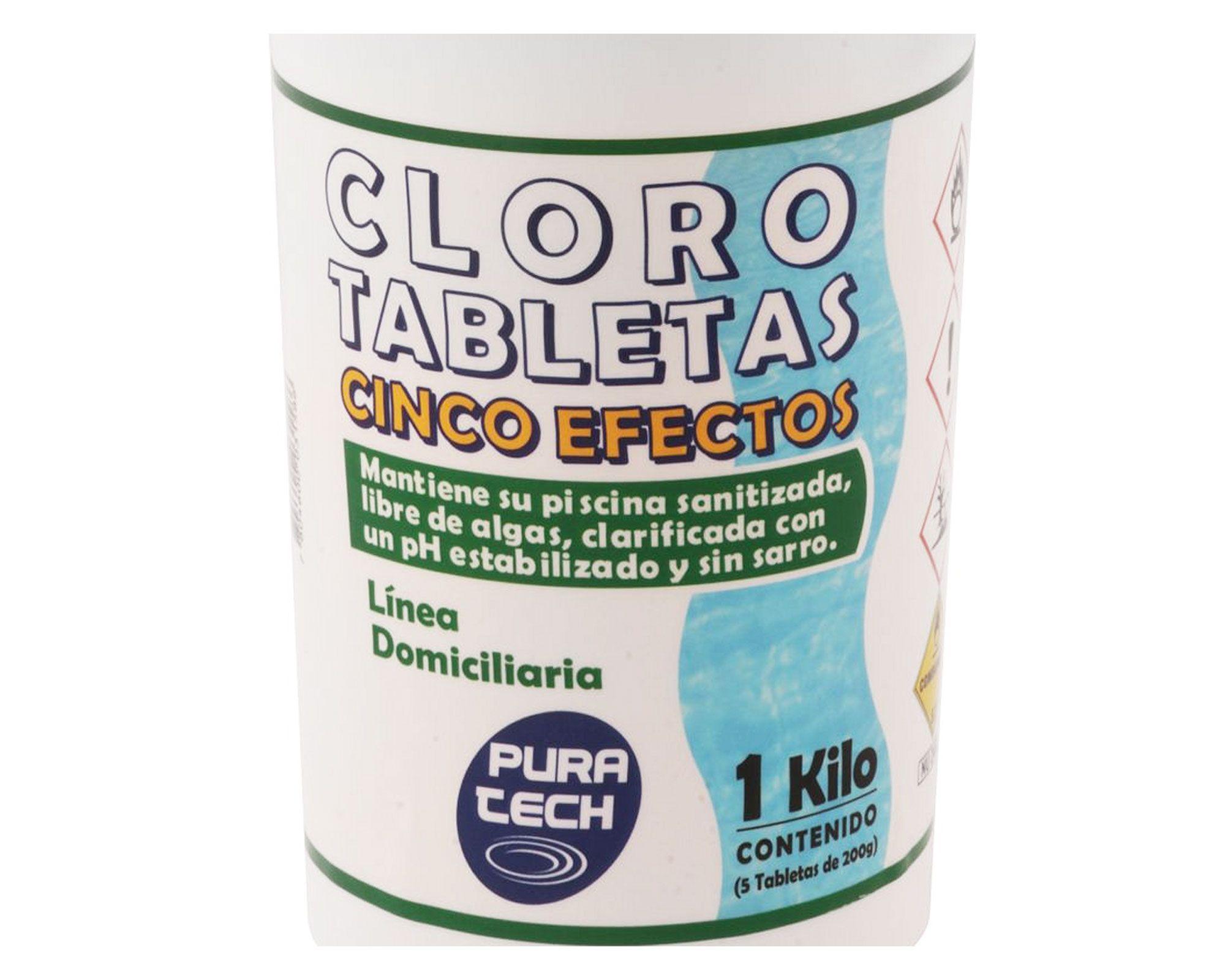Cloro tableta piscina 1 kg 5 efectos Pura tech-1