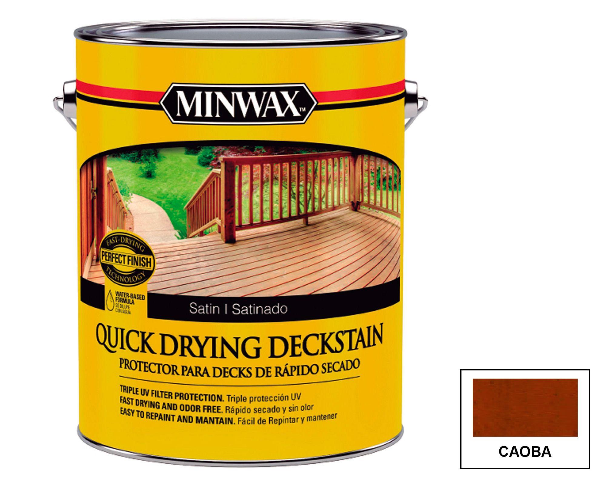 Protector de madera 1 galón Quick drying deckstain caoba satín Minwax-2