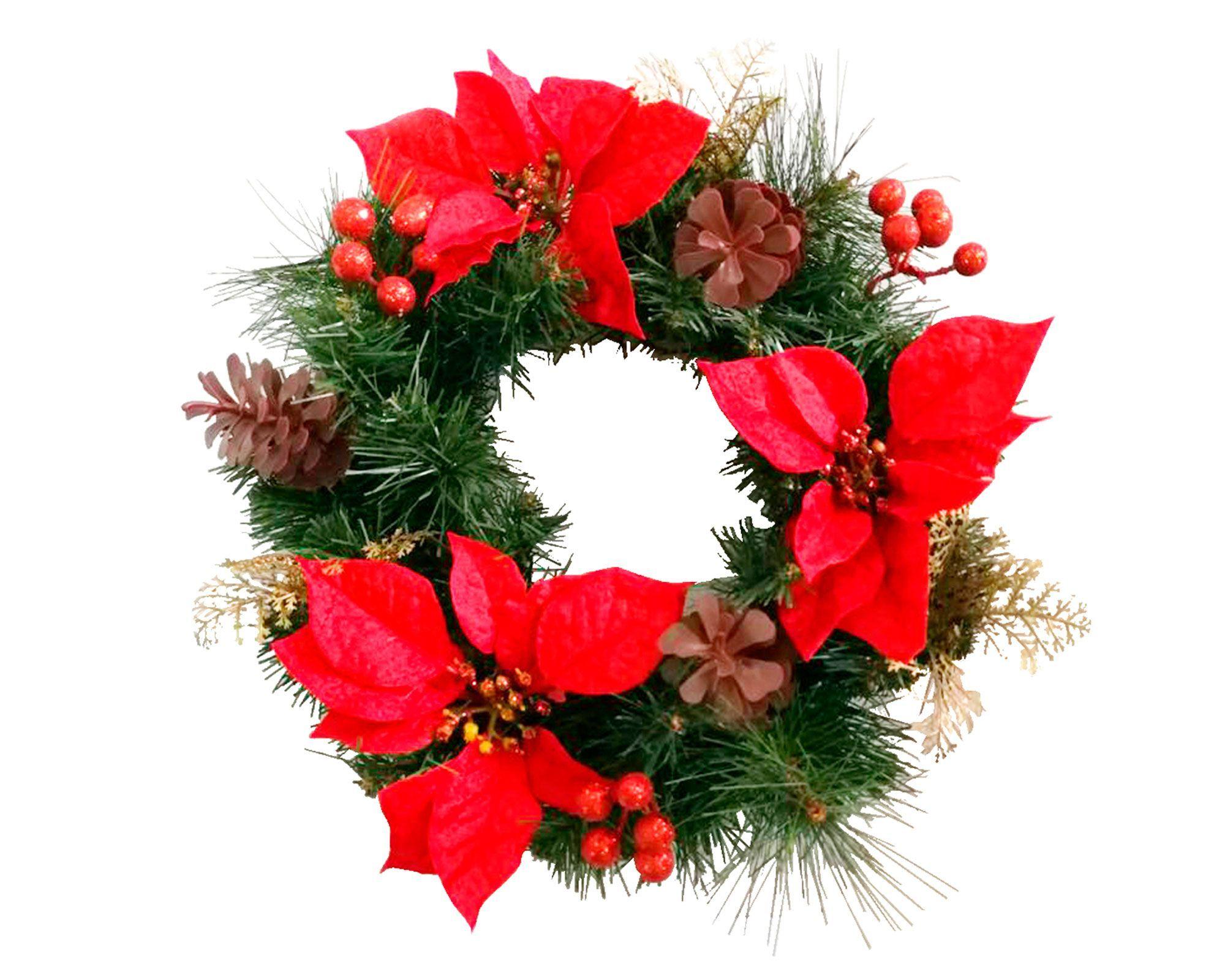 Corona 40 cm Poinsettia rojo-0