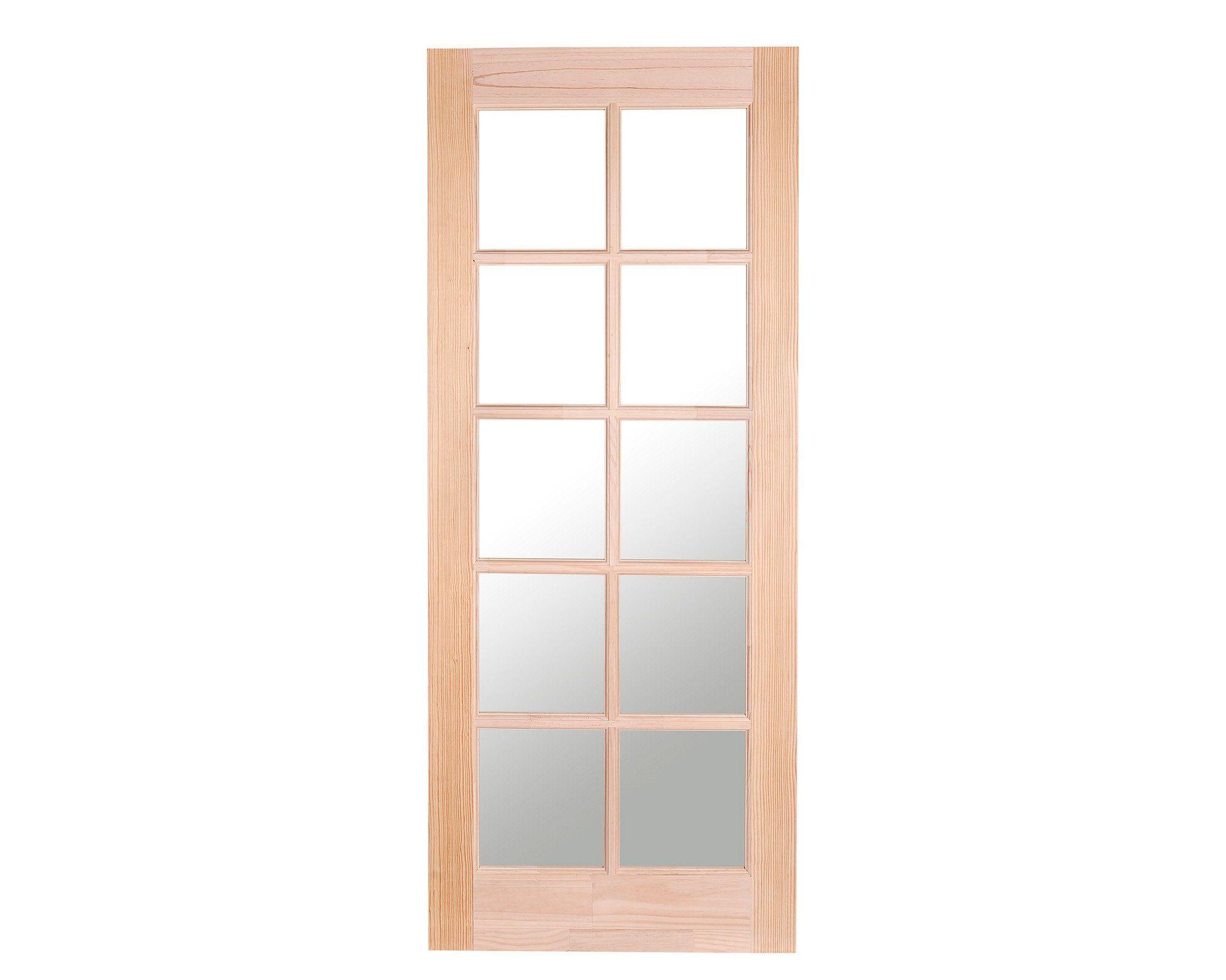 Puerta Pino Radiata Sevillana 60x240 cm 10 Vidrios Moldupanel-1