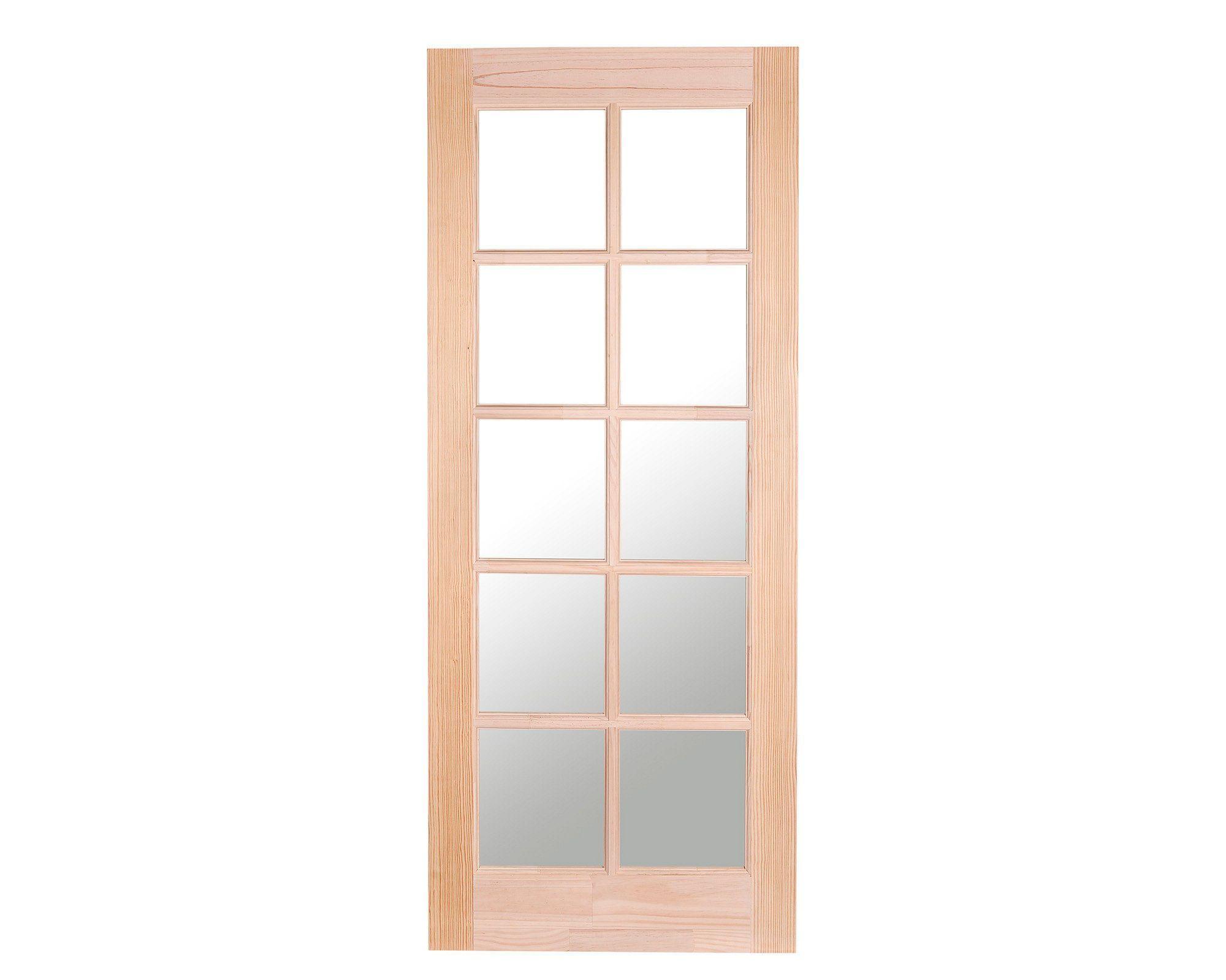 Puerta Pino Radiata Sevillana 65x200 cm 10 Vidrios Moldupanel-1