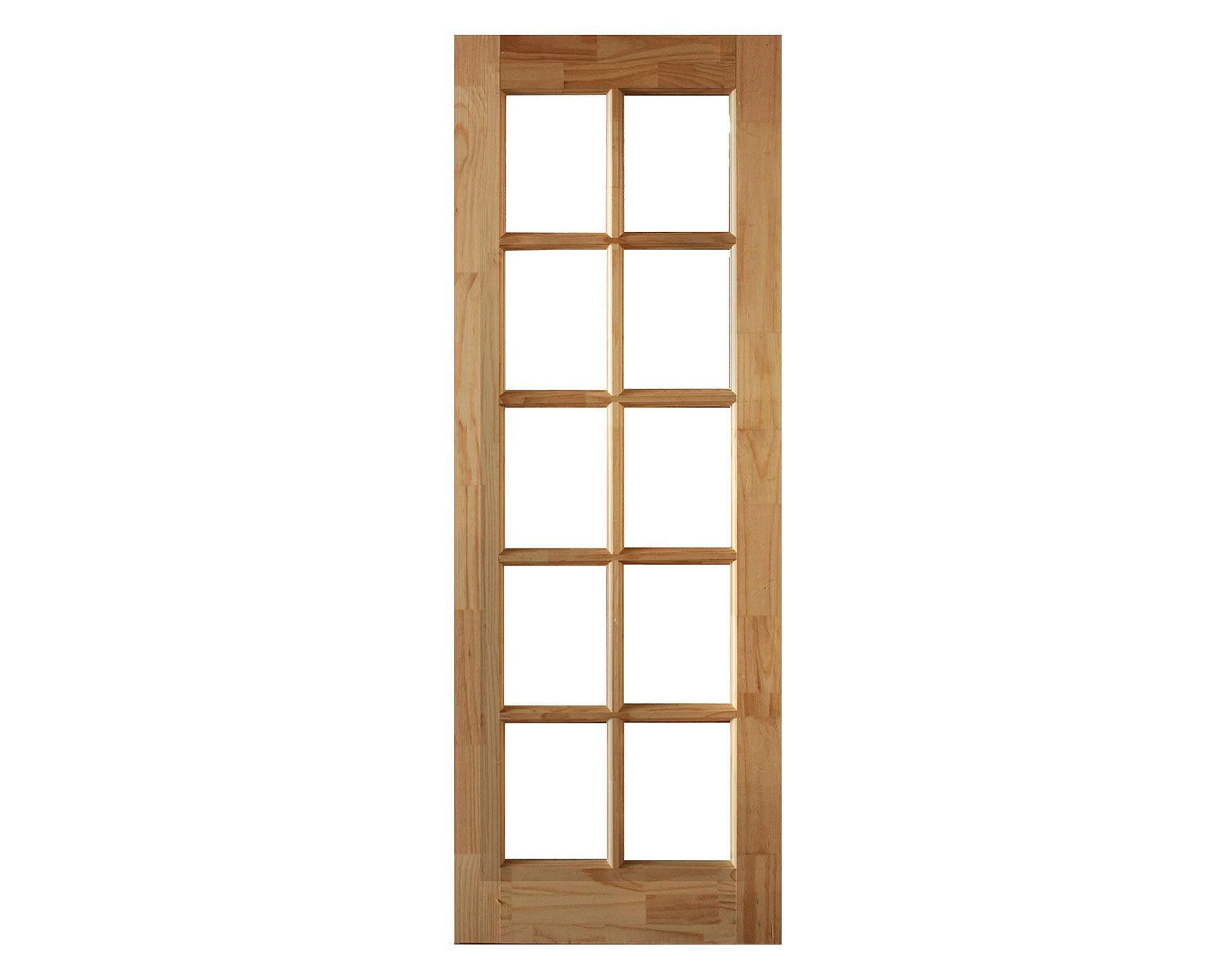 Puerta Pino Radiata Sevillana 60x200 cm 10 Vidrios Moldupanel-1