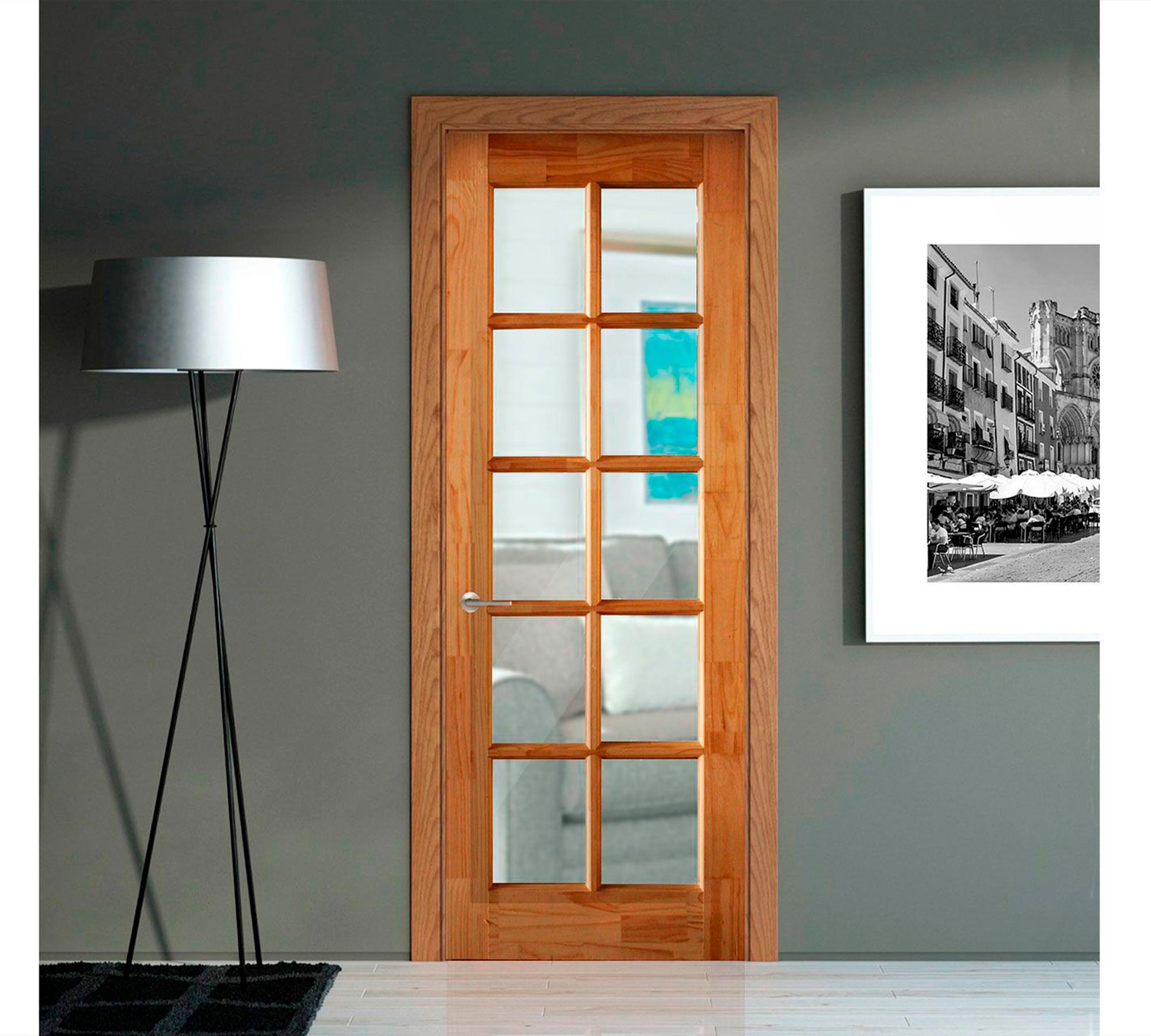 Puerta Pino Radiata Sevillana 60x200 cm 10 Vidrios Moldupanel-0