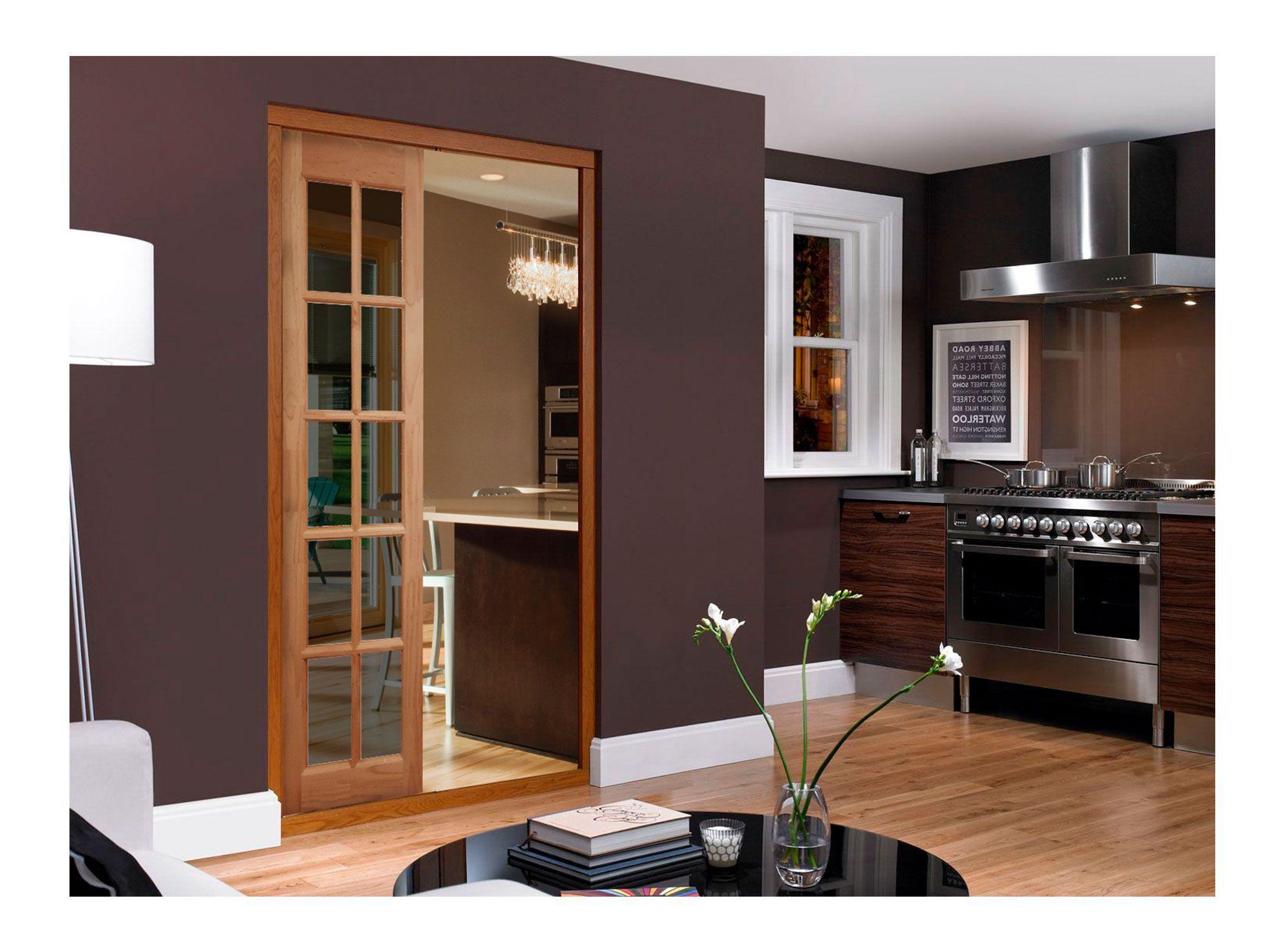 Mampara Pino Radiata Sevillana 55x200 cm 10 Vidrios Moldupanel-2