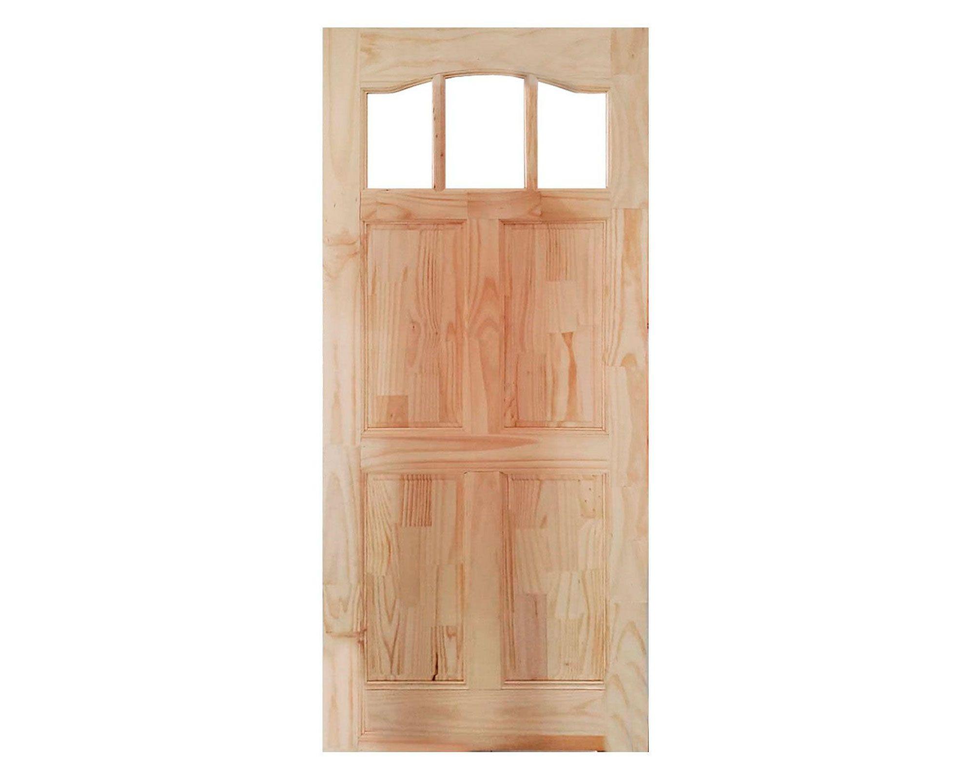 Puerta Pino Radiata Emiliana 80x200 cm 3 vidrios Moldupanel-1