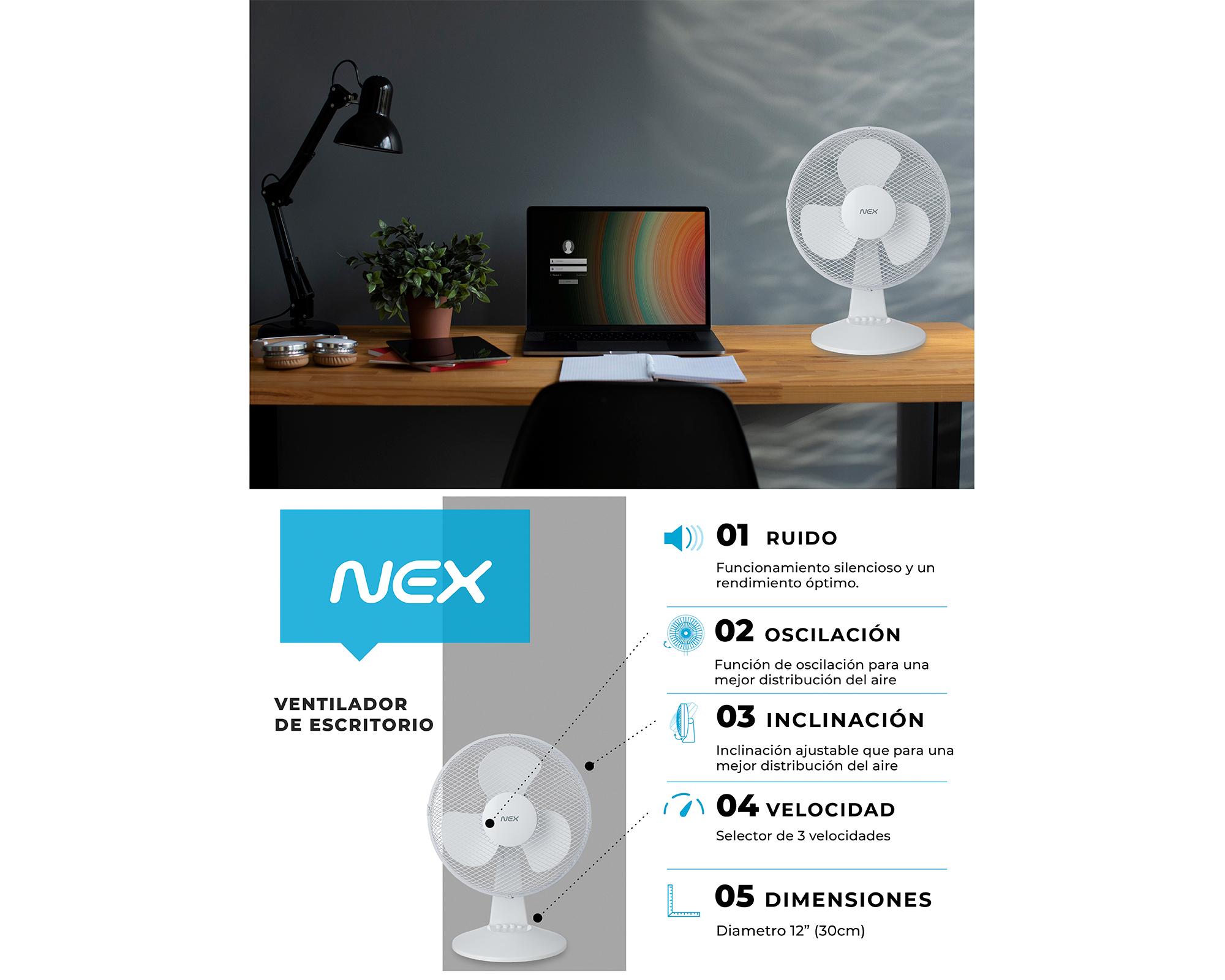 Ventilador de mesa 12'' blanco Nex-5