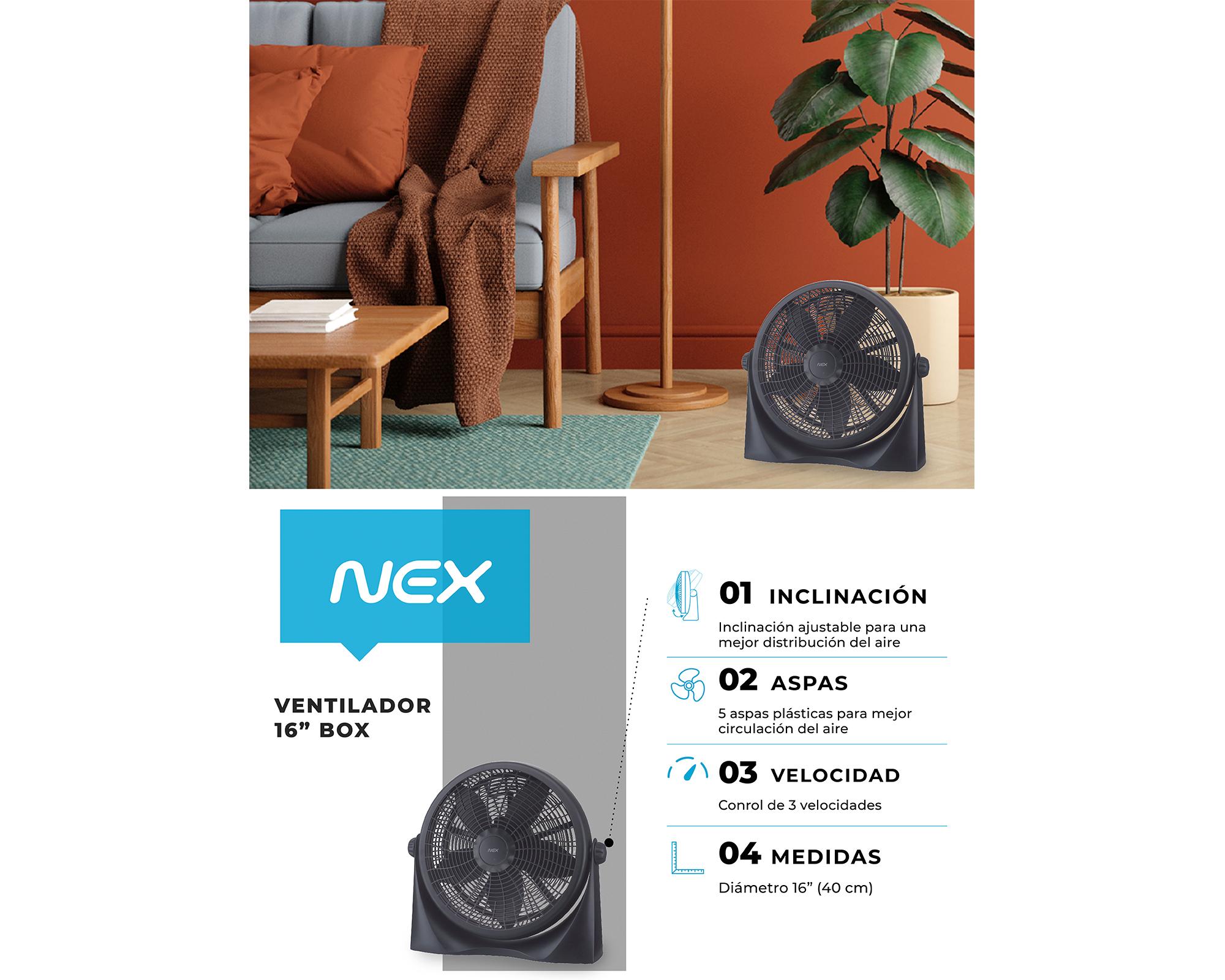 Ventilador box 16'' VBX1600B negro Nex-6