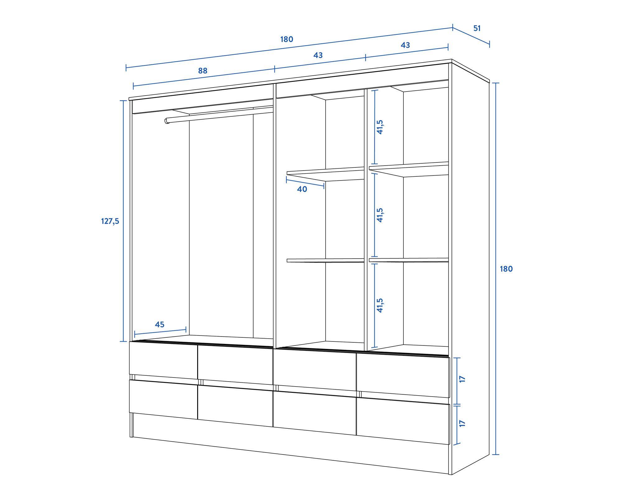 Clóset 4 puertas 8 cajones Maule cerezo Cic-6