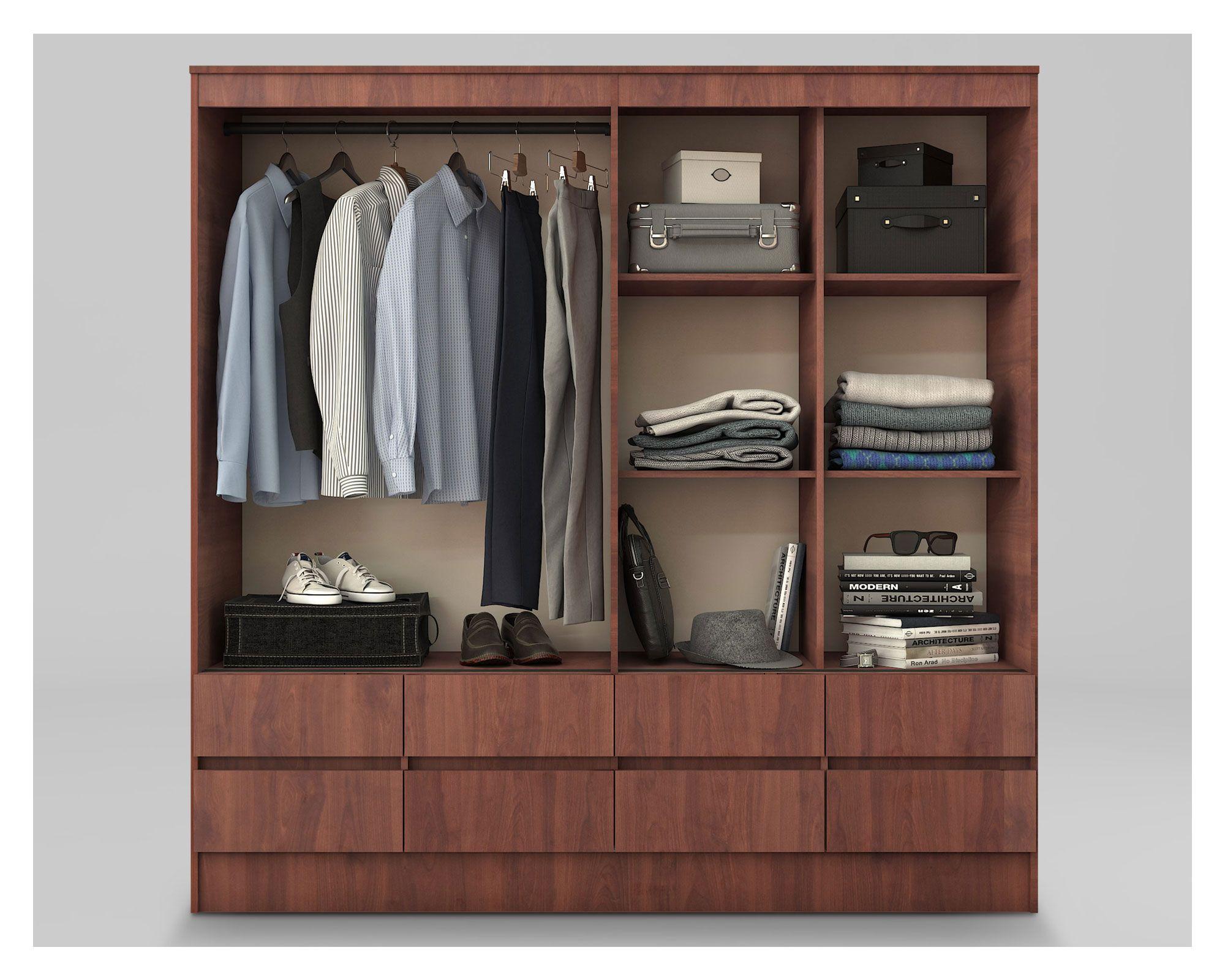 Clóset 4 puertas 8 cajones Maule cerezo Cic-2