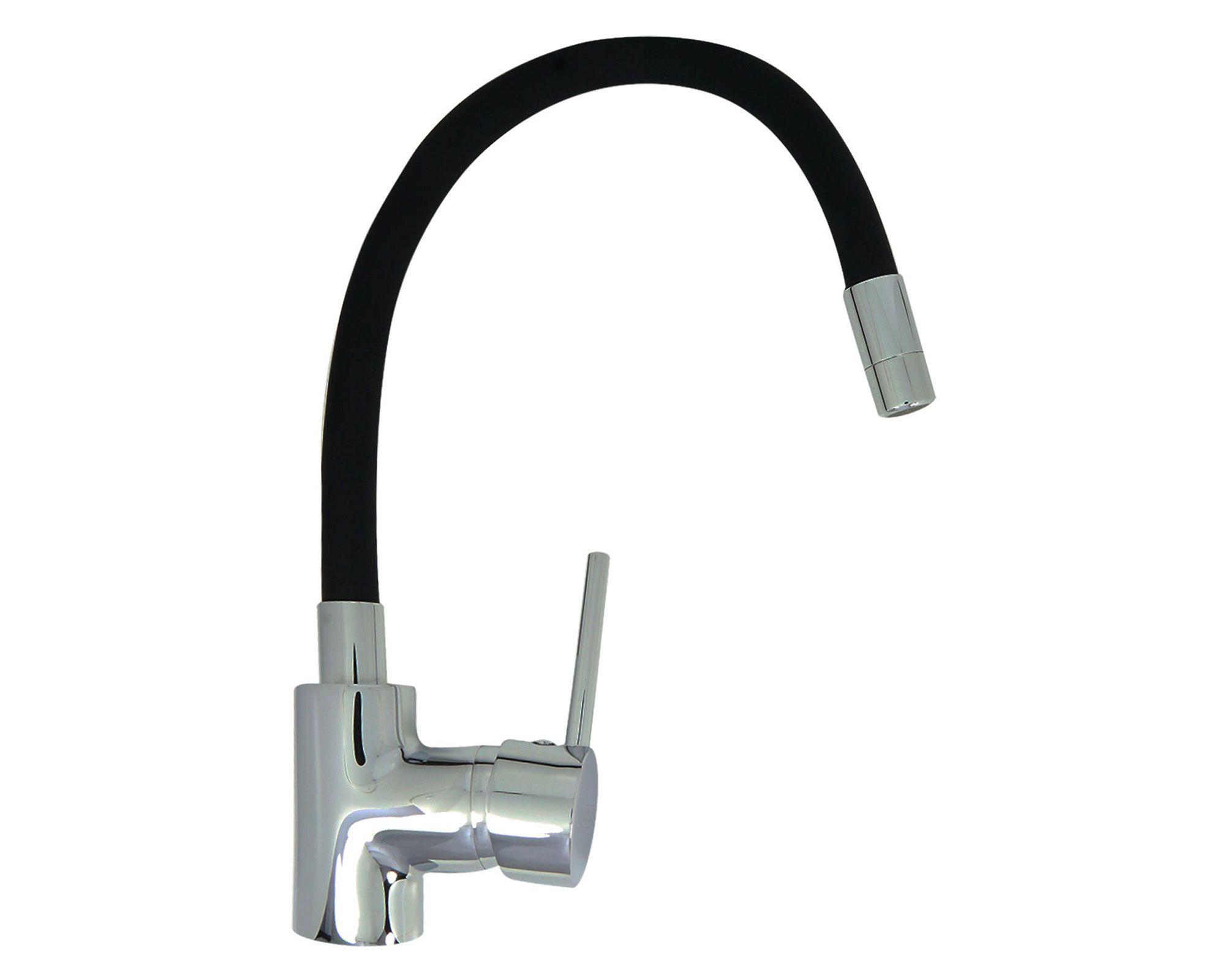 Monomando lavaplatos flexible Hued negro/cromo Vessanti-3