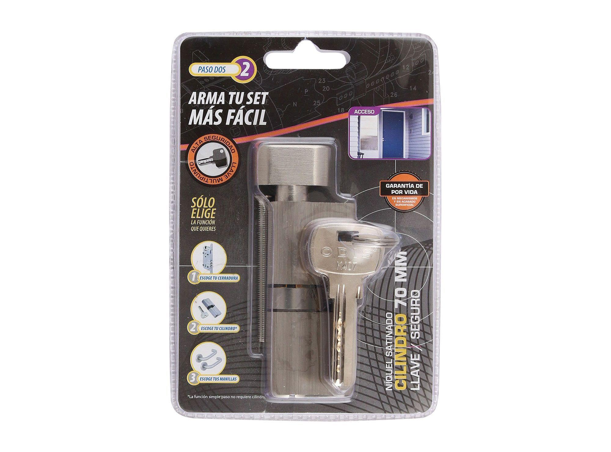 Cilindro 70 mm llave-seguro punto niquel plata Odis-2