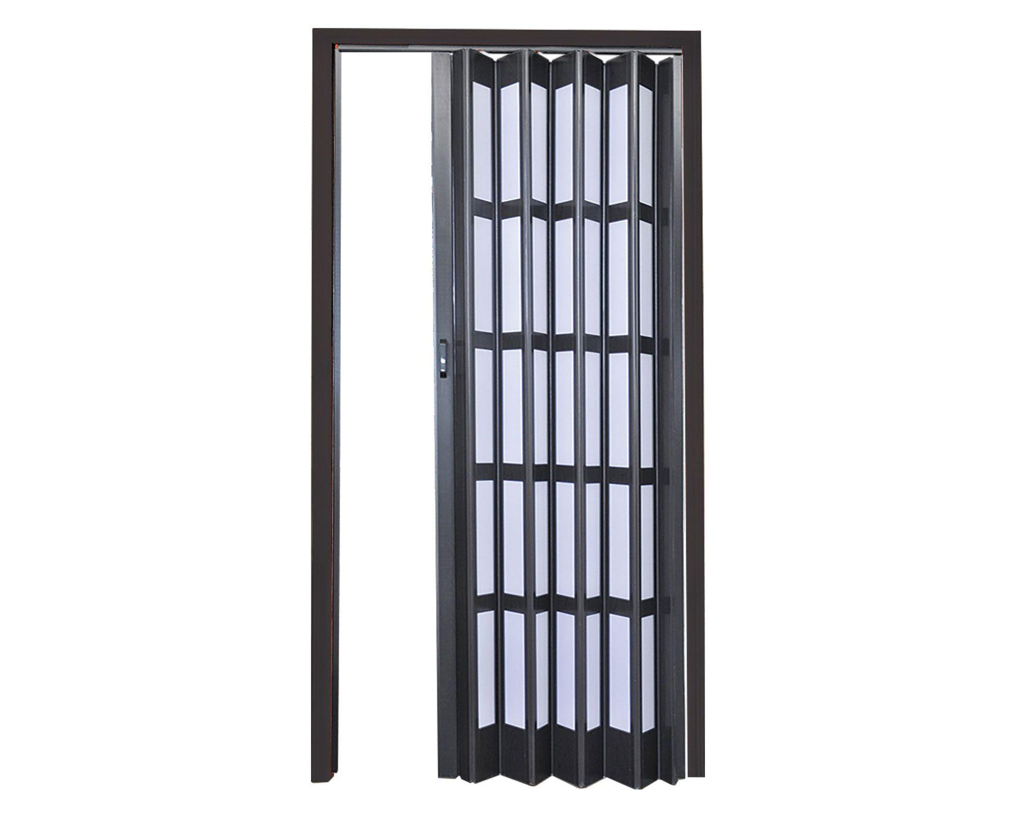 Puerta Plegable PVC 90x200 cm Wengue con ventana Baldara-0