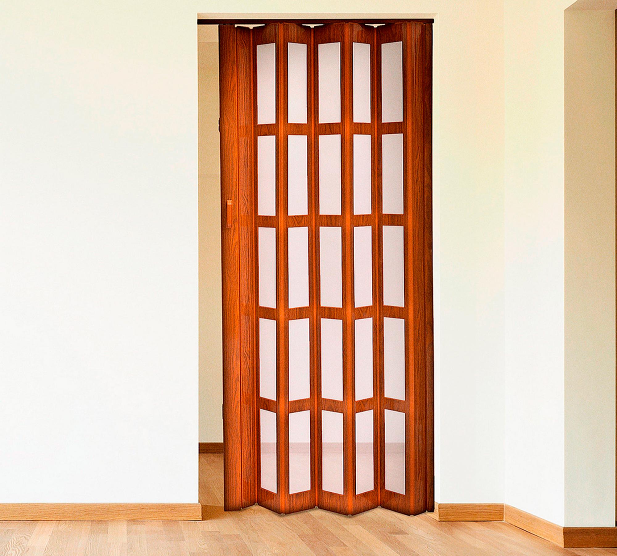 Puerta Plegable PVC 70x200 cm Café claro con ventana Baldara-0