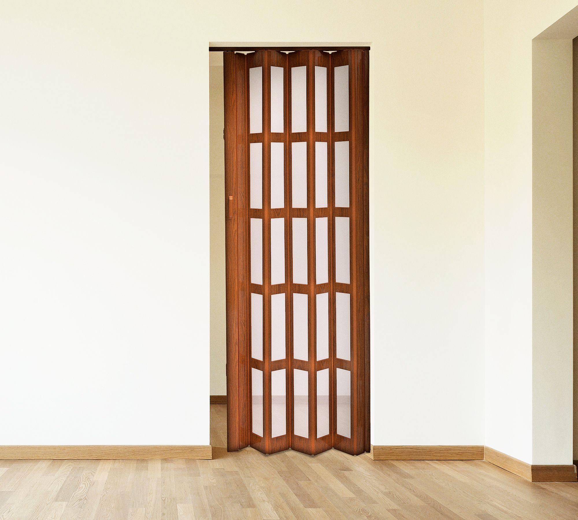 Puerta Plegable PVC 90x200 cm Café claro con ventana Baldara-0