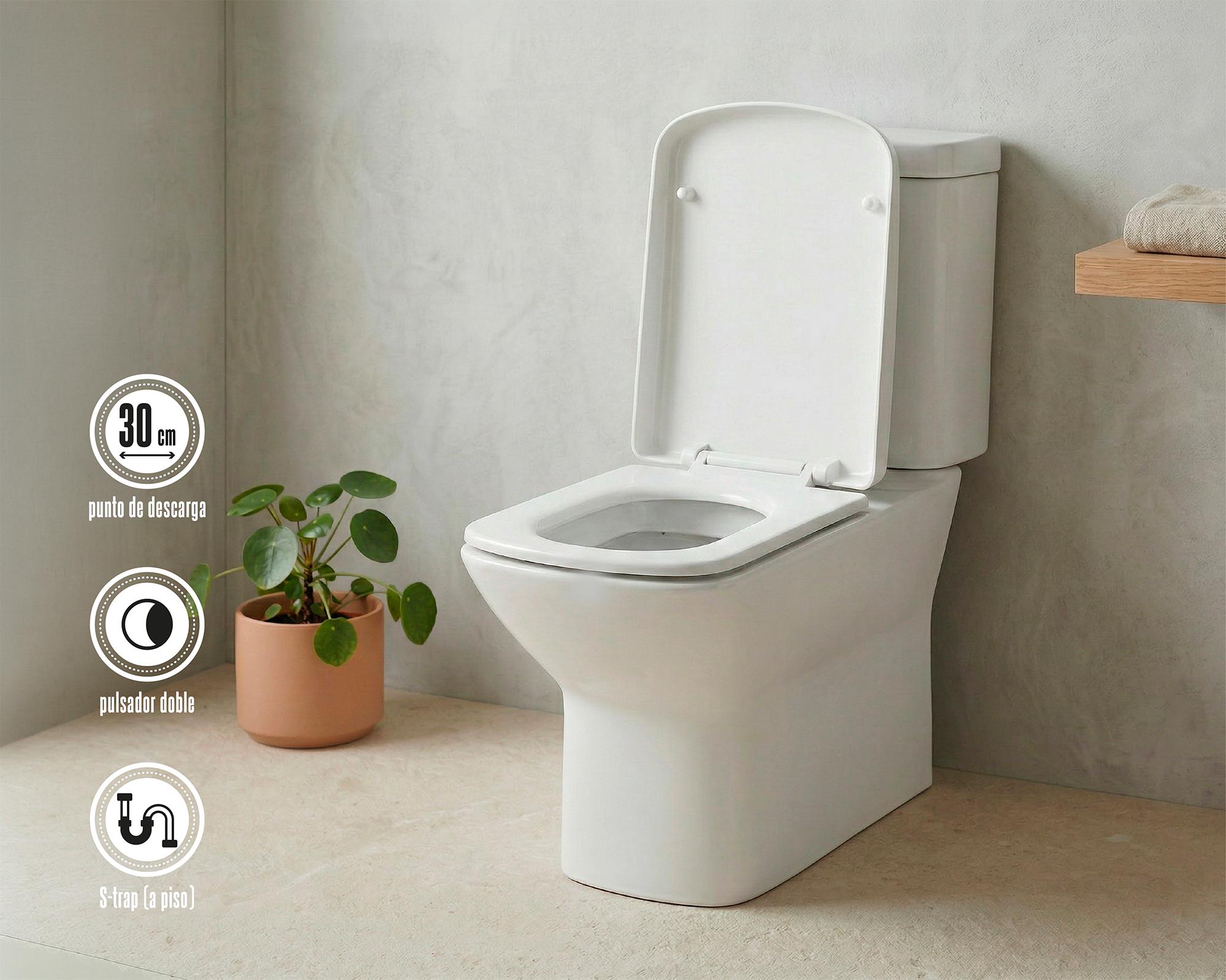 Sanitario 30 cm Dual flush asiento cierre suave Van rijn 2 piezas-3