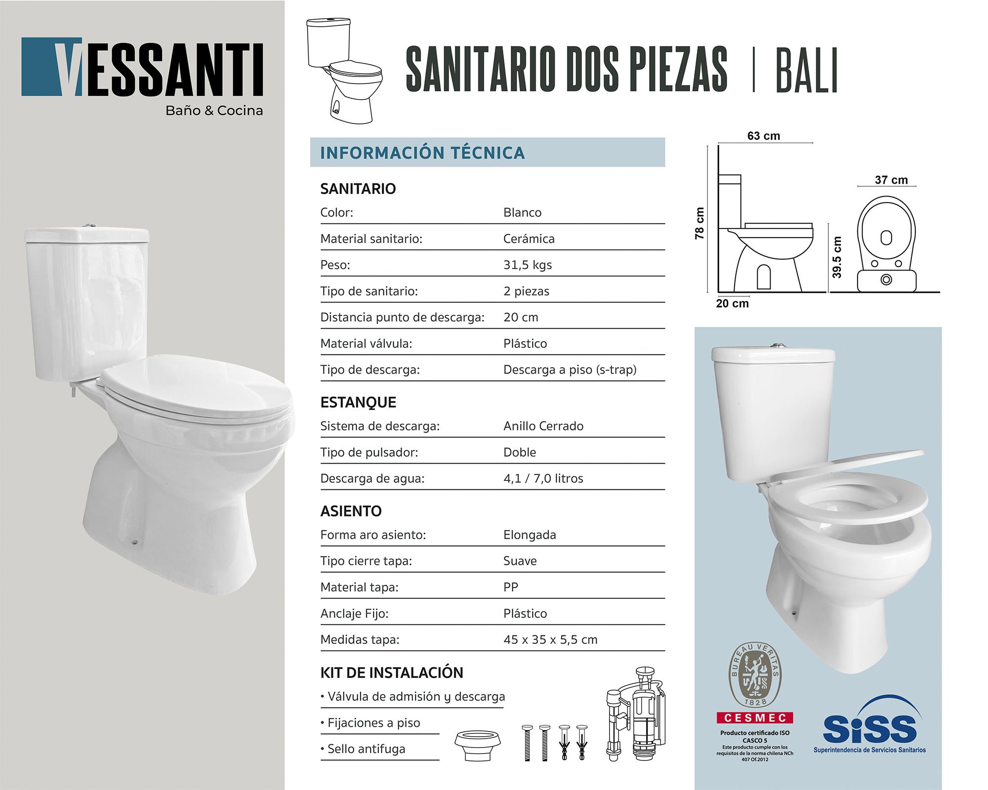 Two piece 20 cm asiento cierre suave Bali blanco-4
