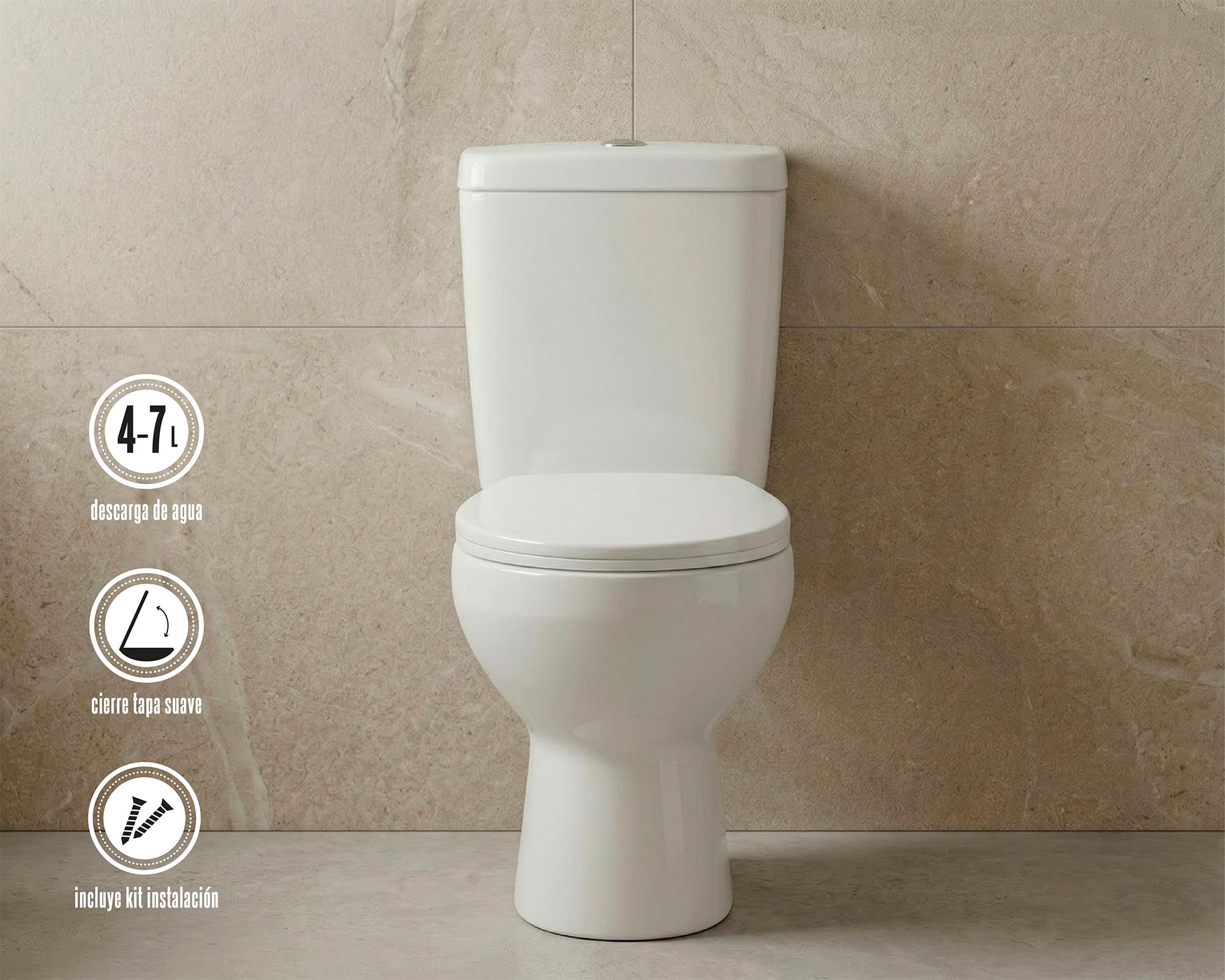 Sanitario 18 cm asiento cierre suave Aure blanco 2 piezas-3