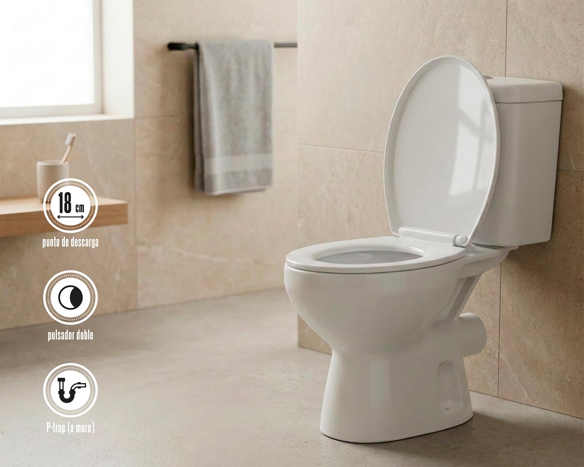 Sanitario 18 cm asiento cierre suave Aure blanco 2 piezas-2