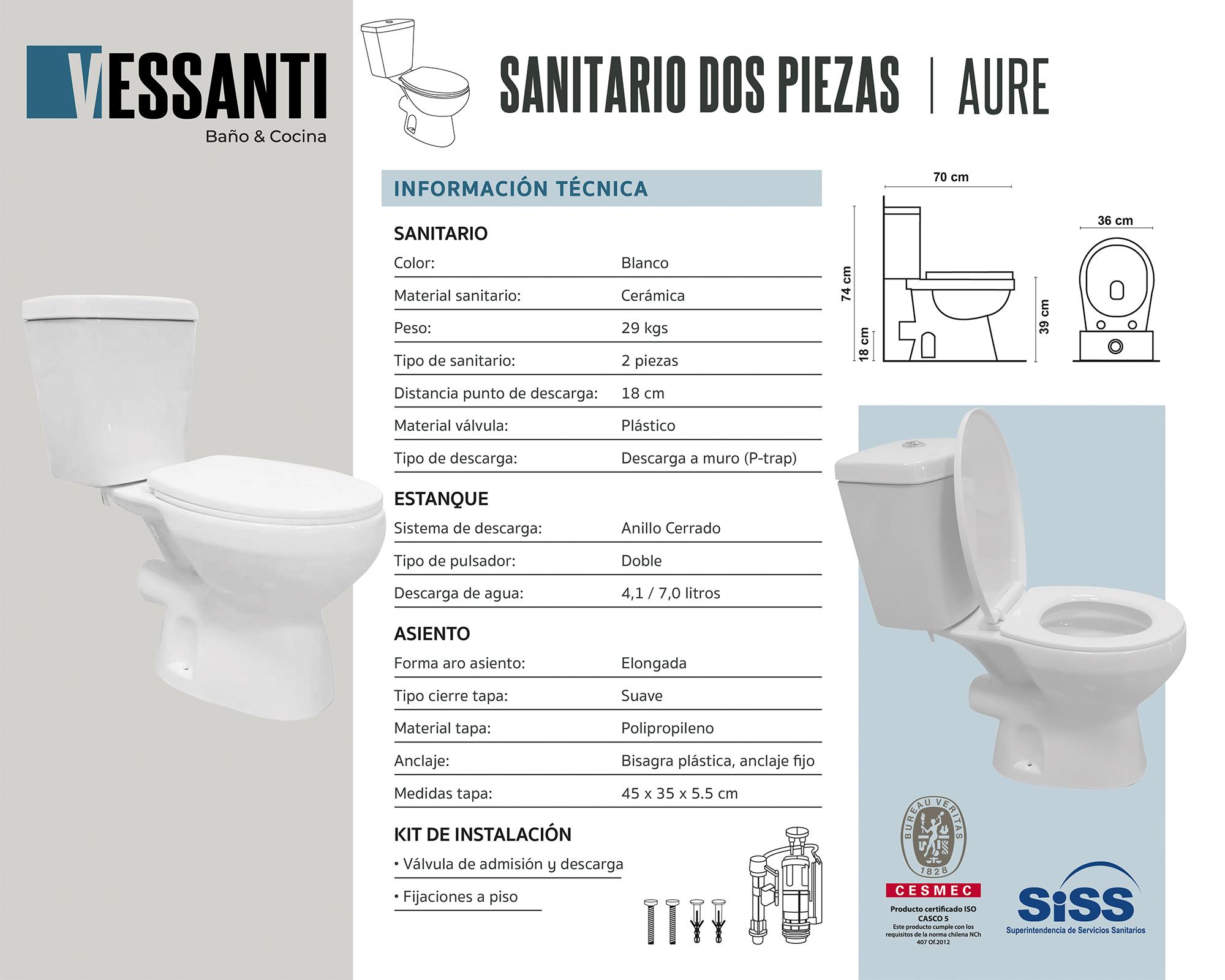 Sanitario 18 cm asiento cierre suave Aure blanco 2 piezas-4