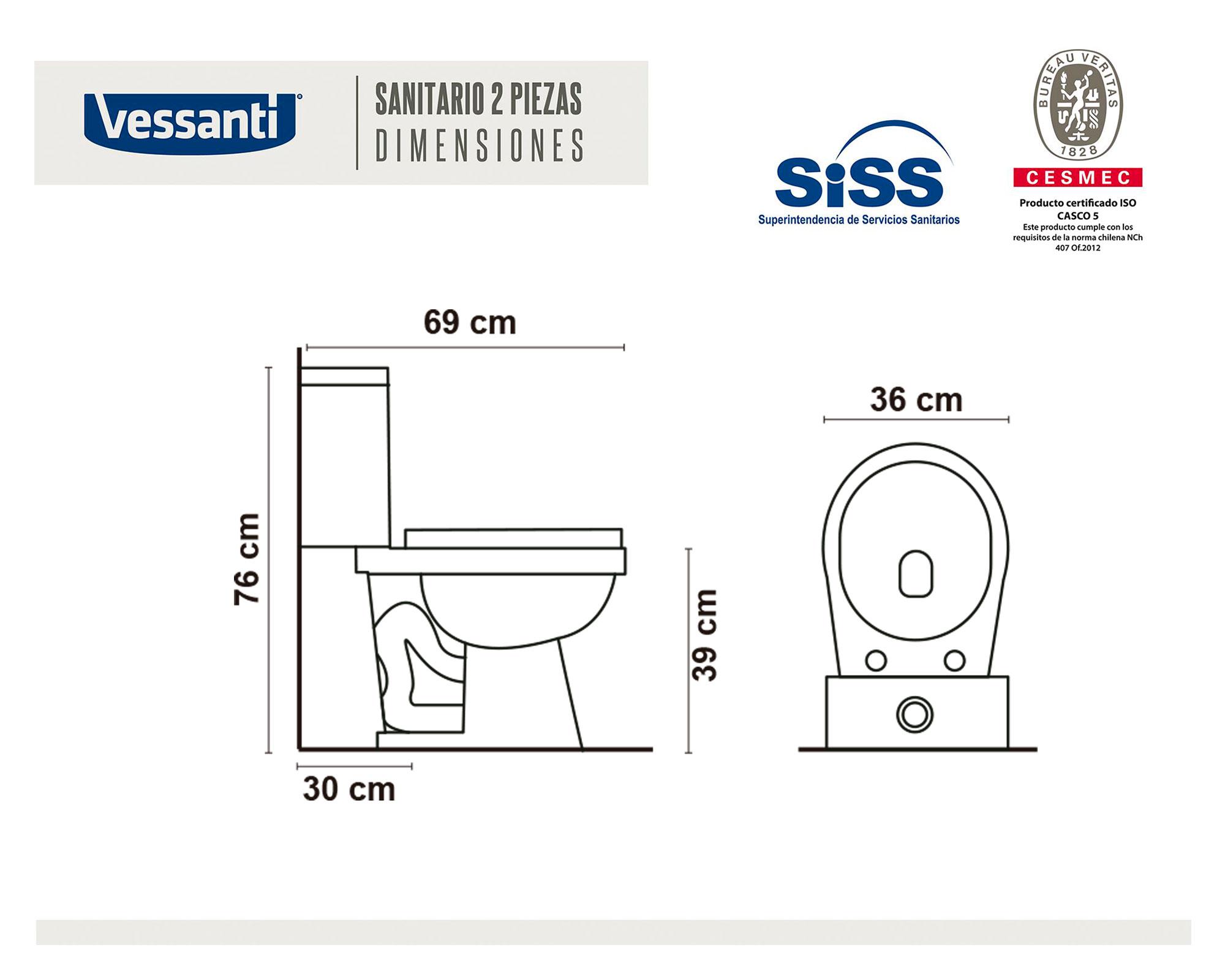 Sanitario 30 cm dual flush asiento cierre suave Agne 2 piezas-5
