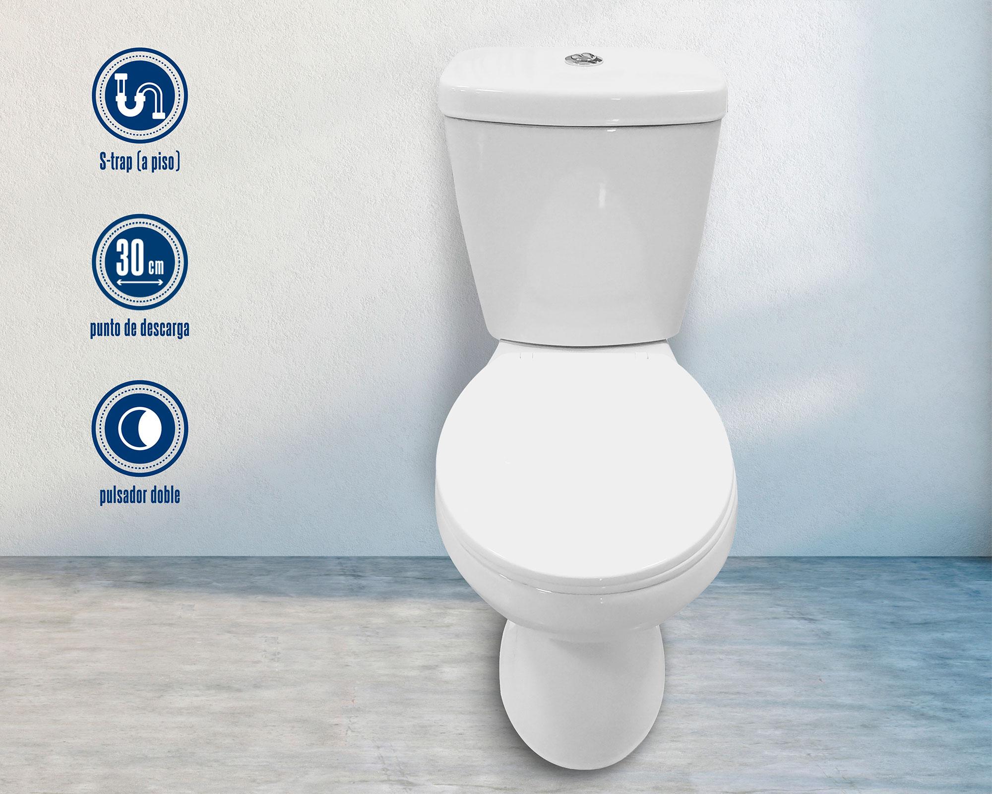 Sanitario 30 cm dual flush asiento cierre suave Agne 2 piezas-2