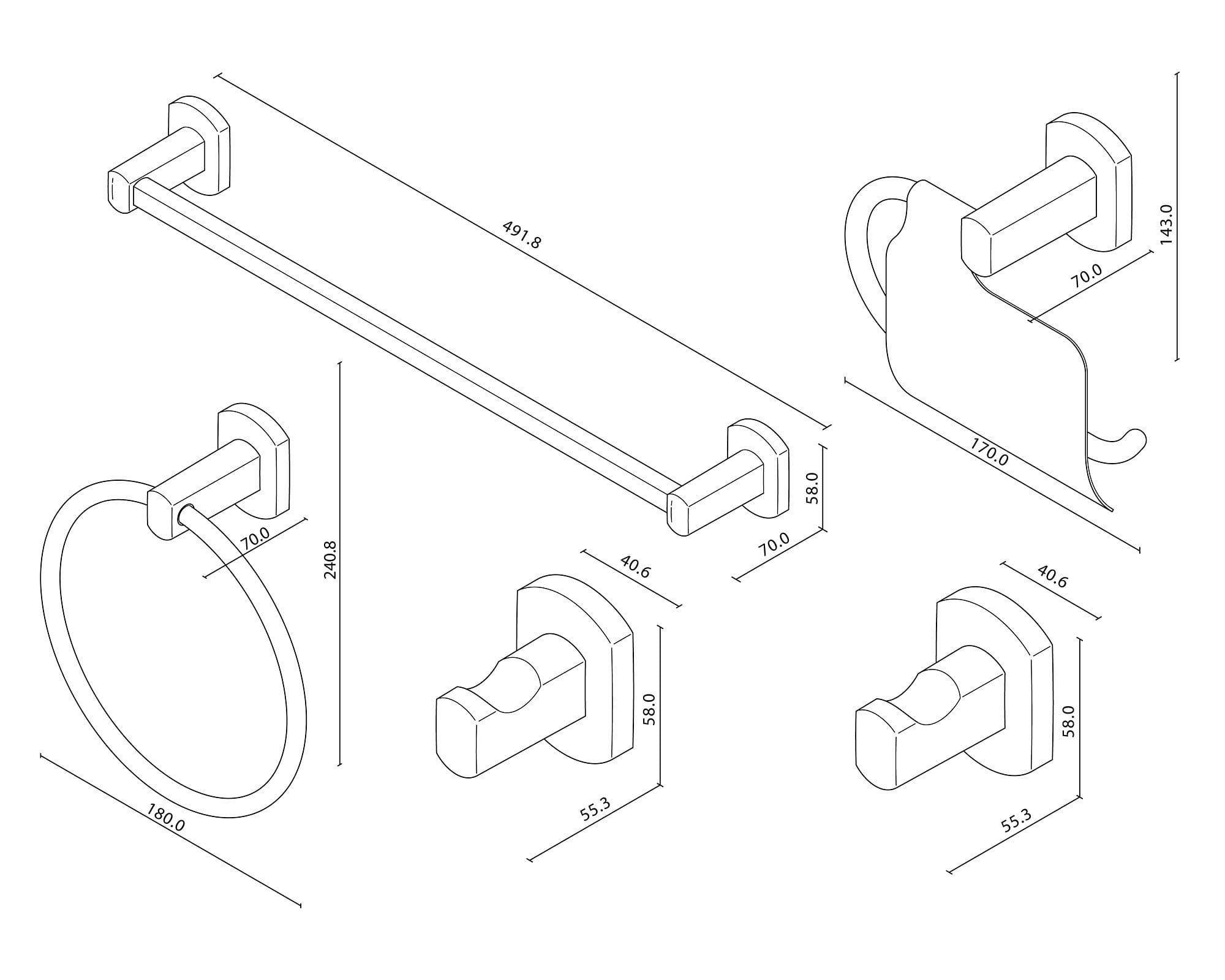Set accesorios baño Varanasi cromado 5 piezas-8