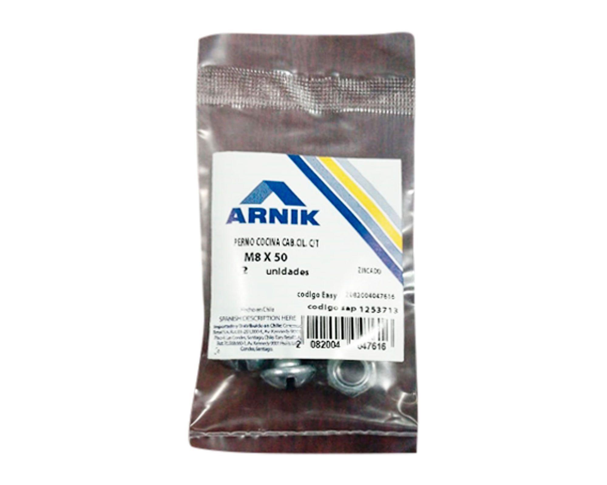 Perno cocina con tuerca M8 x 50 mm zincado 2 unidades Arnik-1