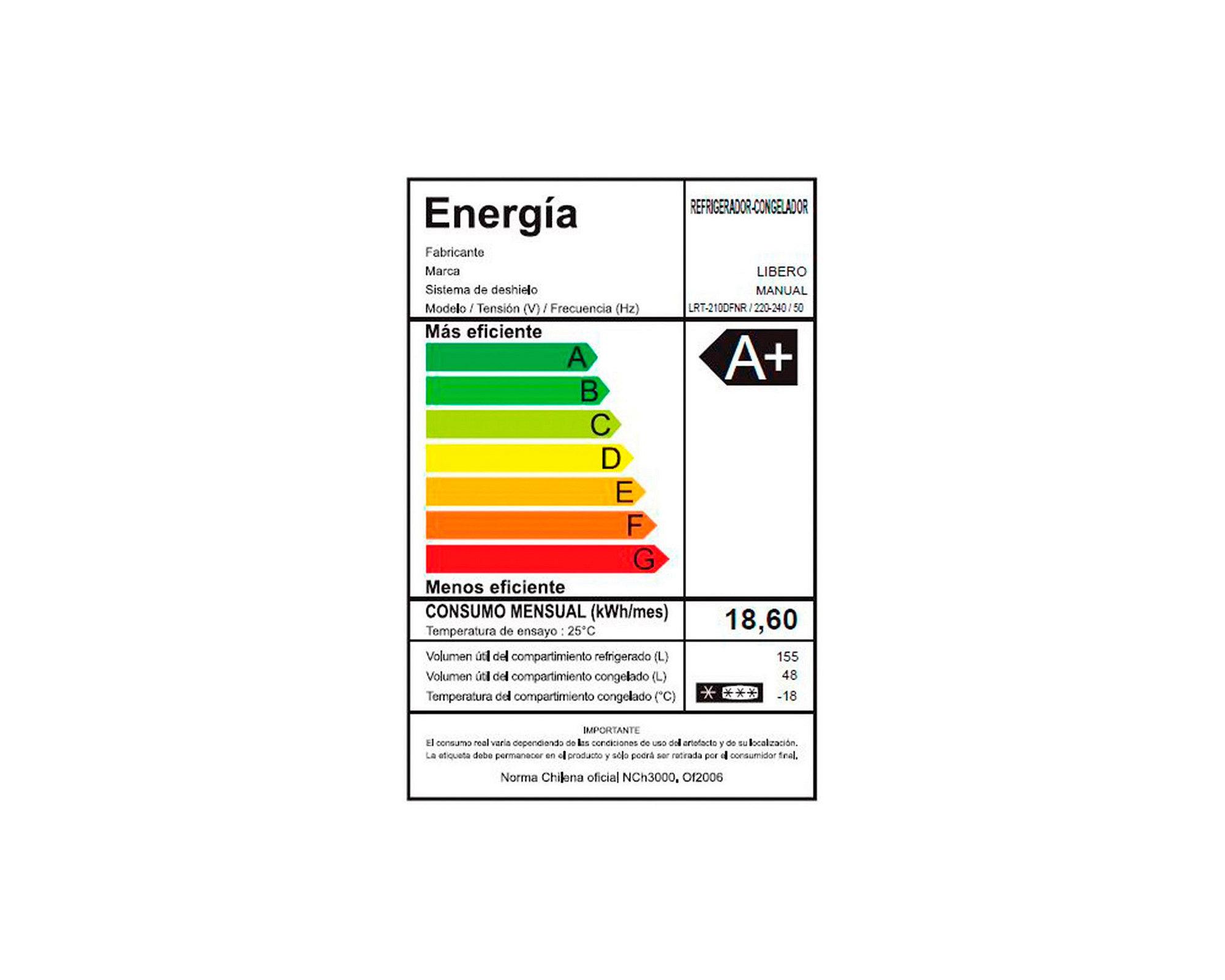 Refrigerador frío directo 203 litros LRT-210DFNR negro Libero-18