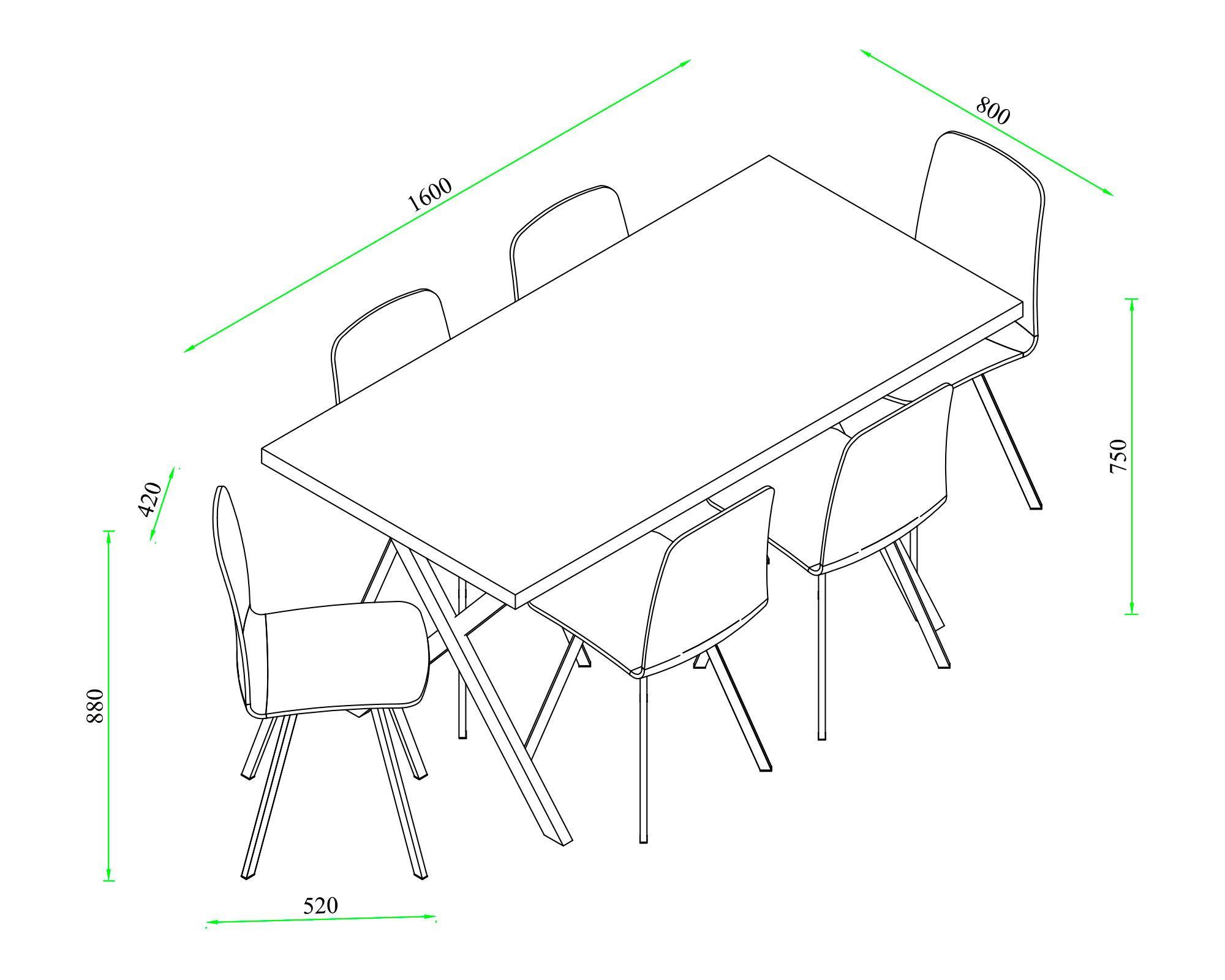 Comedor 6 sillas Tomasa natural/gris M+Design-4