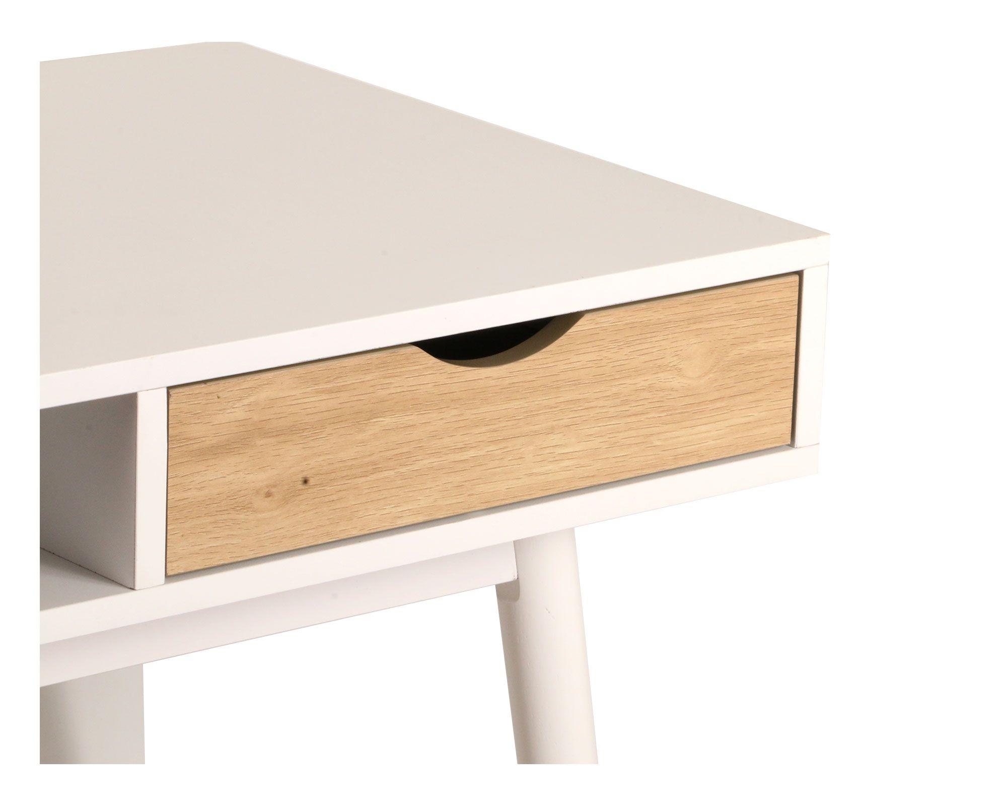 Escritorio 1 cajón Kamin blanco/natural M+Design-2