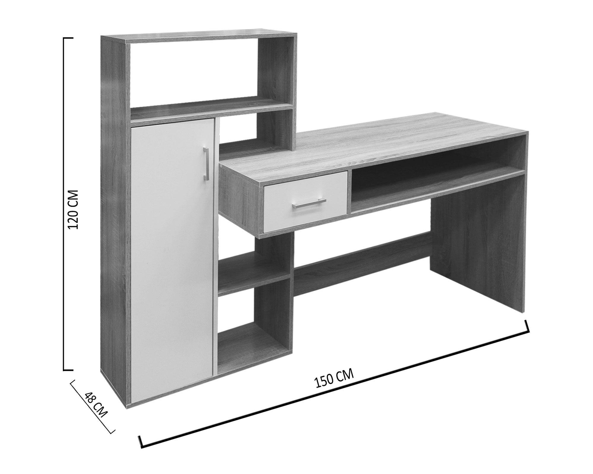 Centro trabajo 1 cajón 1 puerta natural/blanco M+Design-5