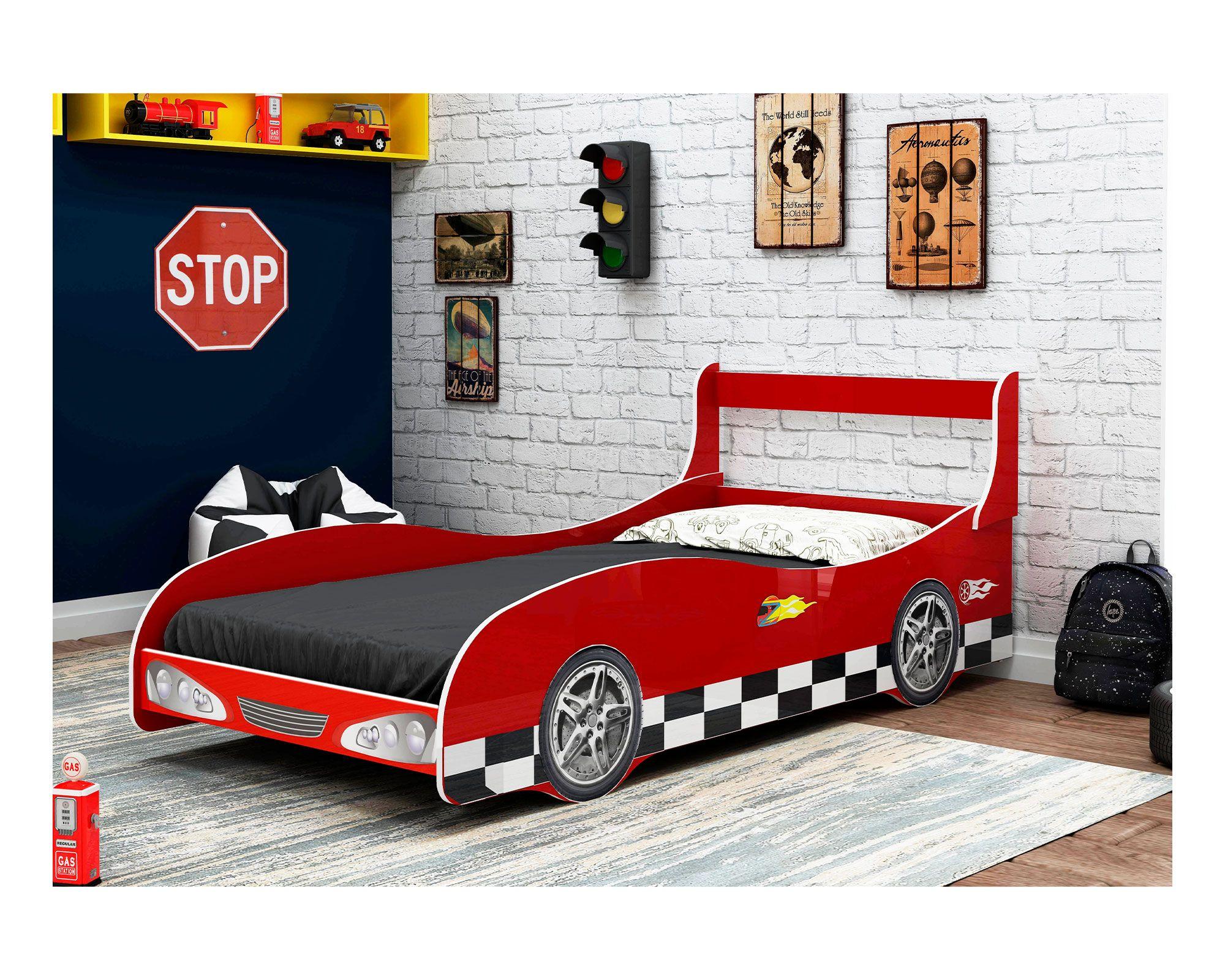 Cama infantil 1 plaza auto rally rojo M+Design-7