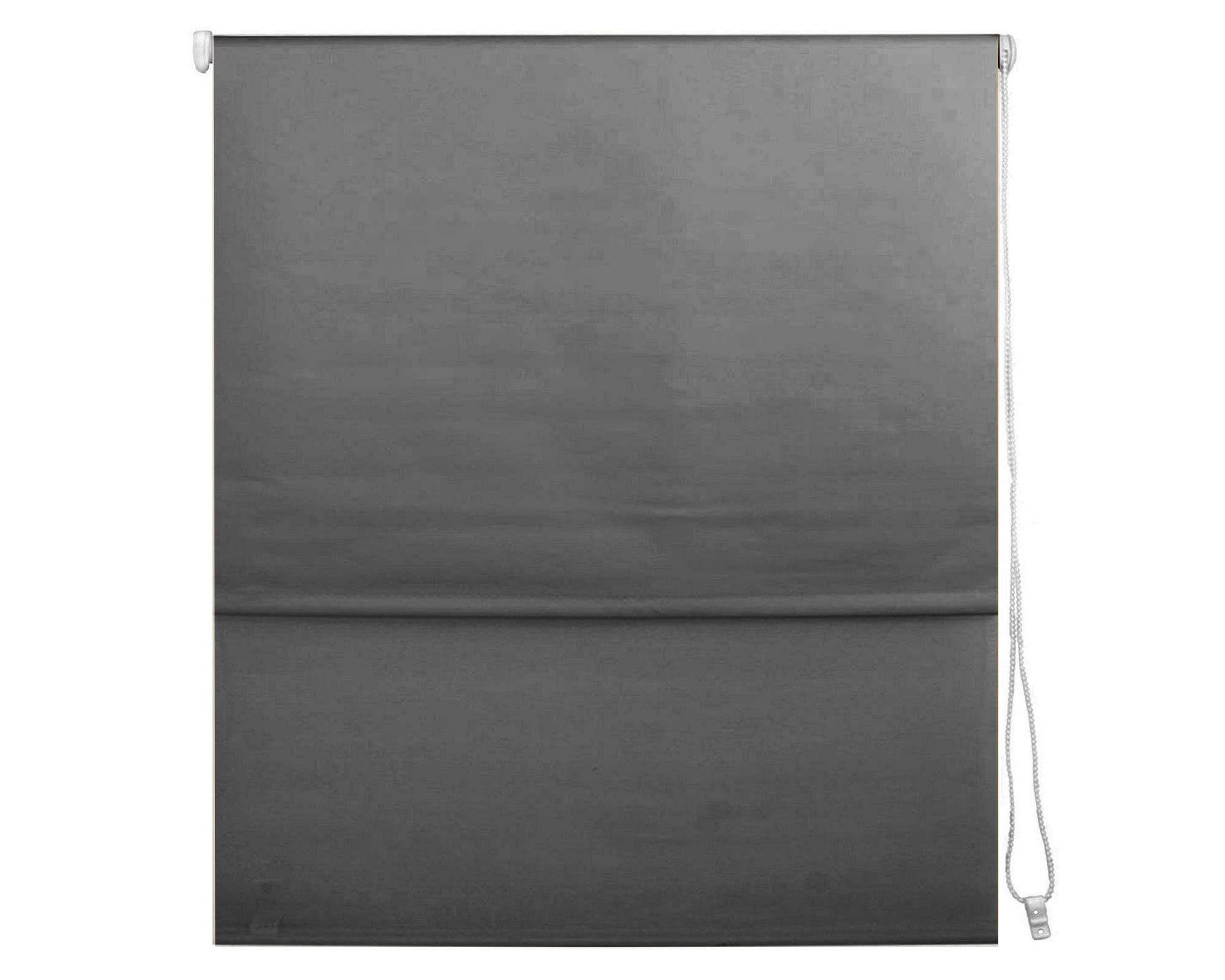 Cortina roller doble blackout 100x165 cm liso gris Cotidiana-0