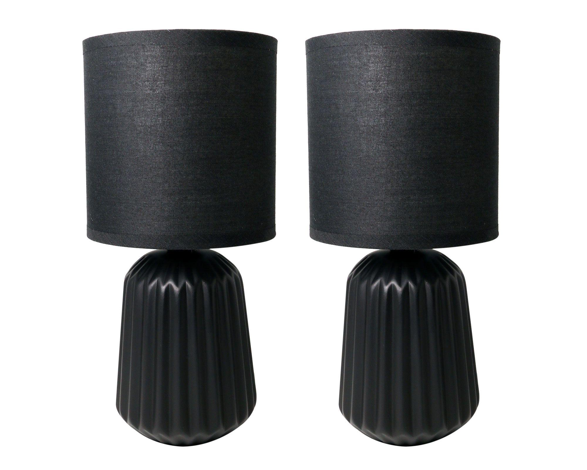 Lámpara sobremesa 1L E27 2 unidades negro Abitare-0