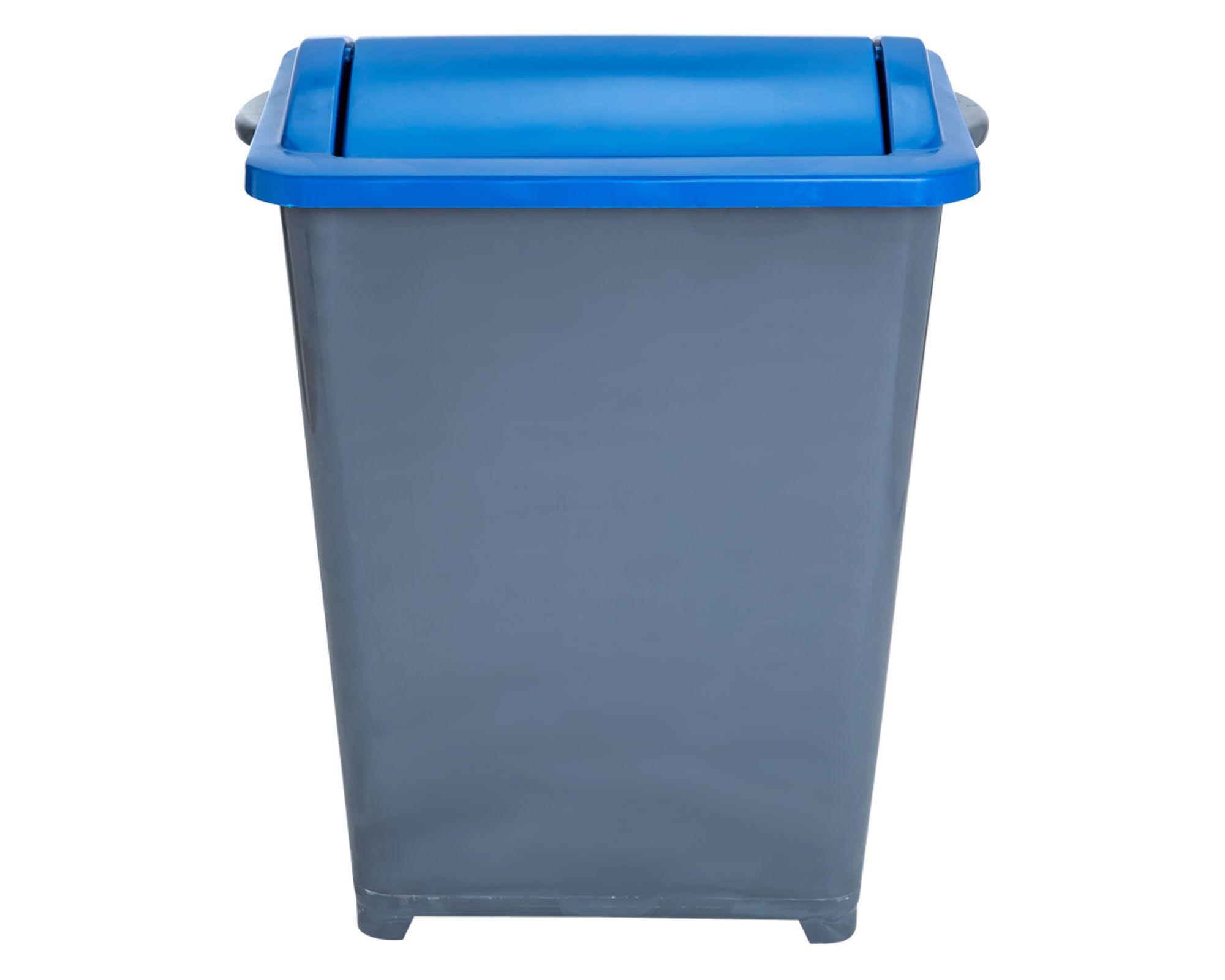 Basurero reciclaje 37 litros tapa vaivén reciclaje azul Eco Hogar-2