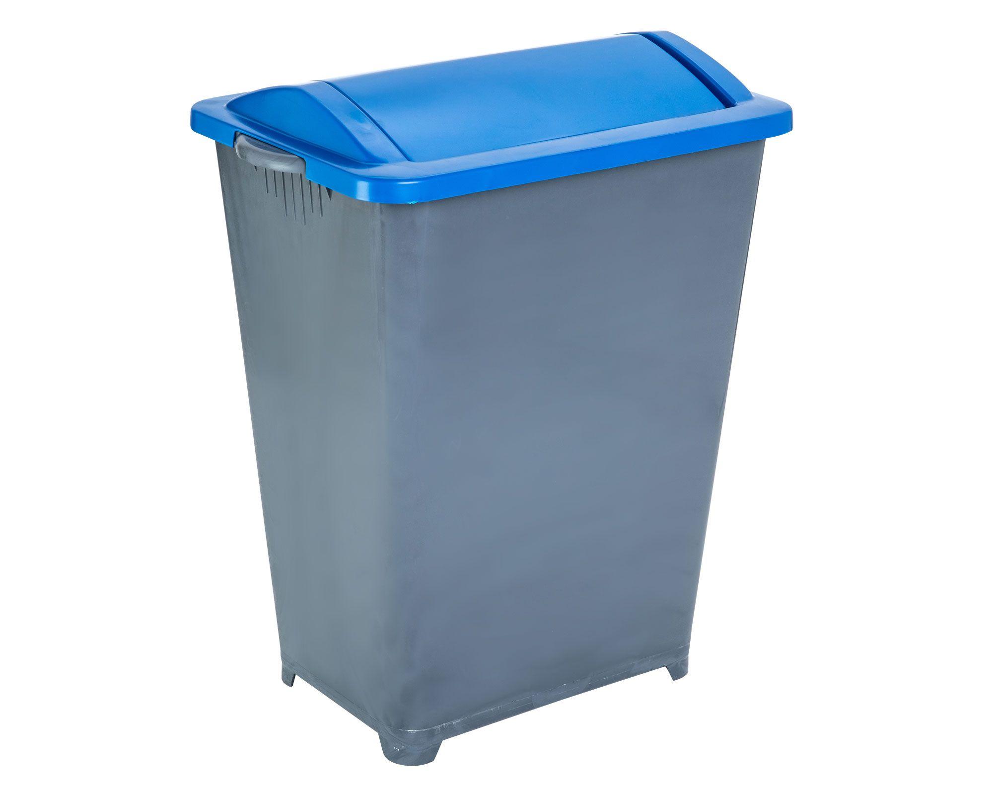 Basurero reciclaje 37 litros tapa vaivén reciclaje azul Eco Hogar-1