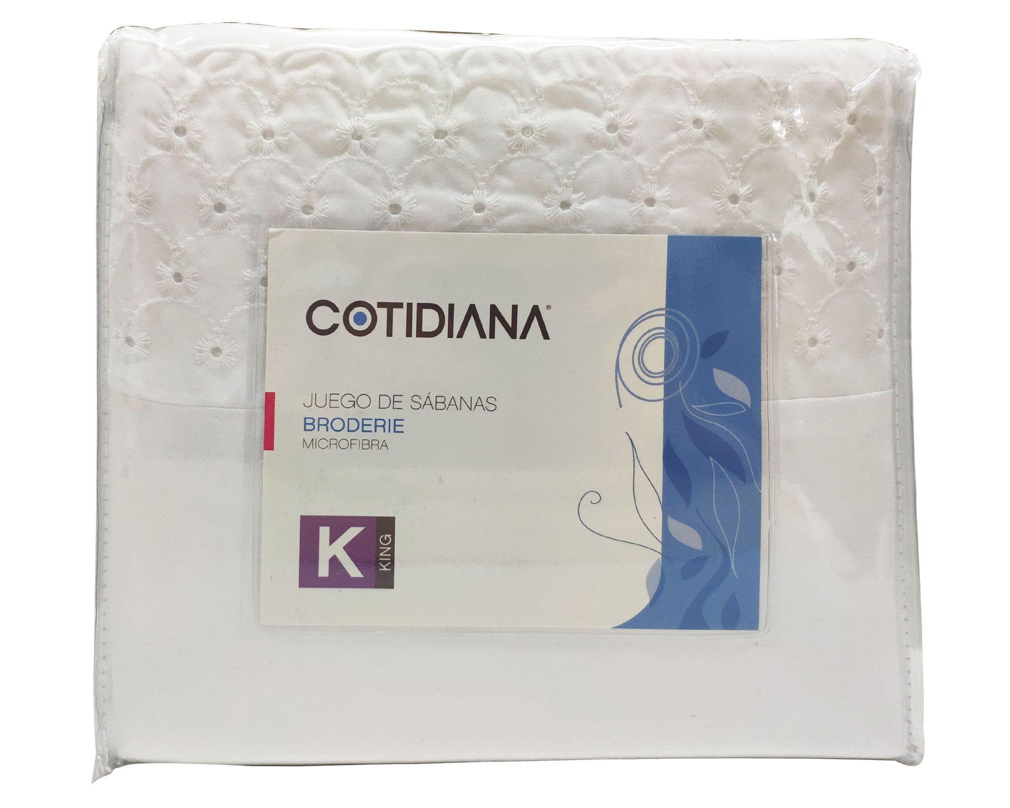 Juego sábanas king Broderie 2 blanco Cotidiana-0