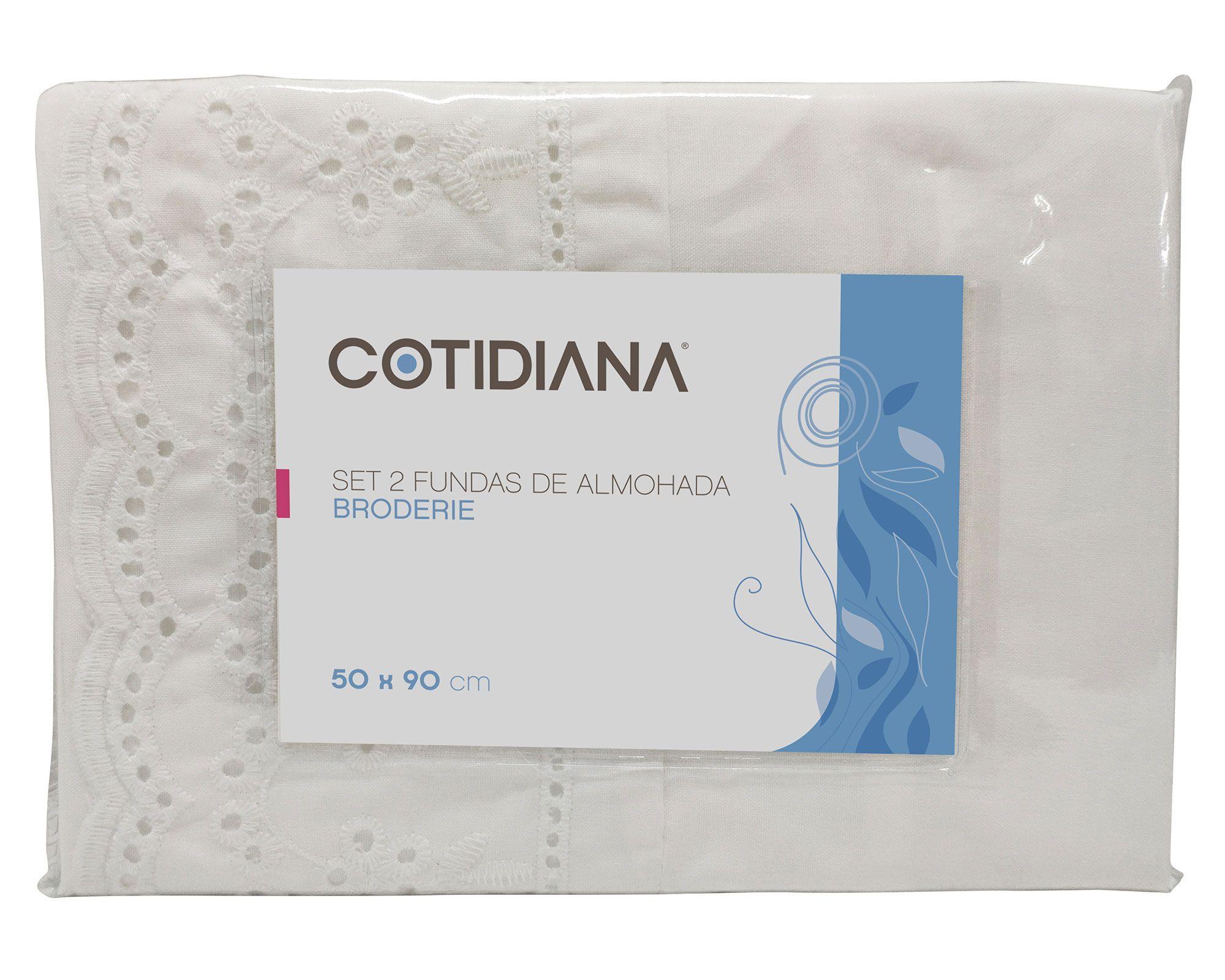 Funda almohada 50x90 cm Broderie blanco 2 unidades Cotidiana-0