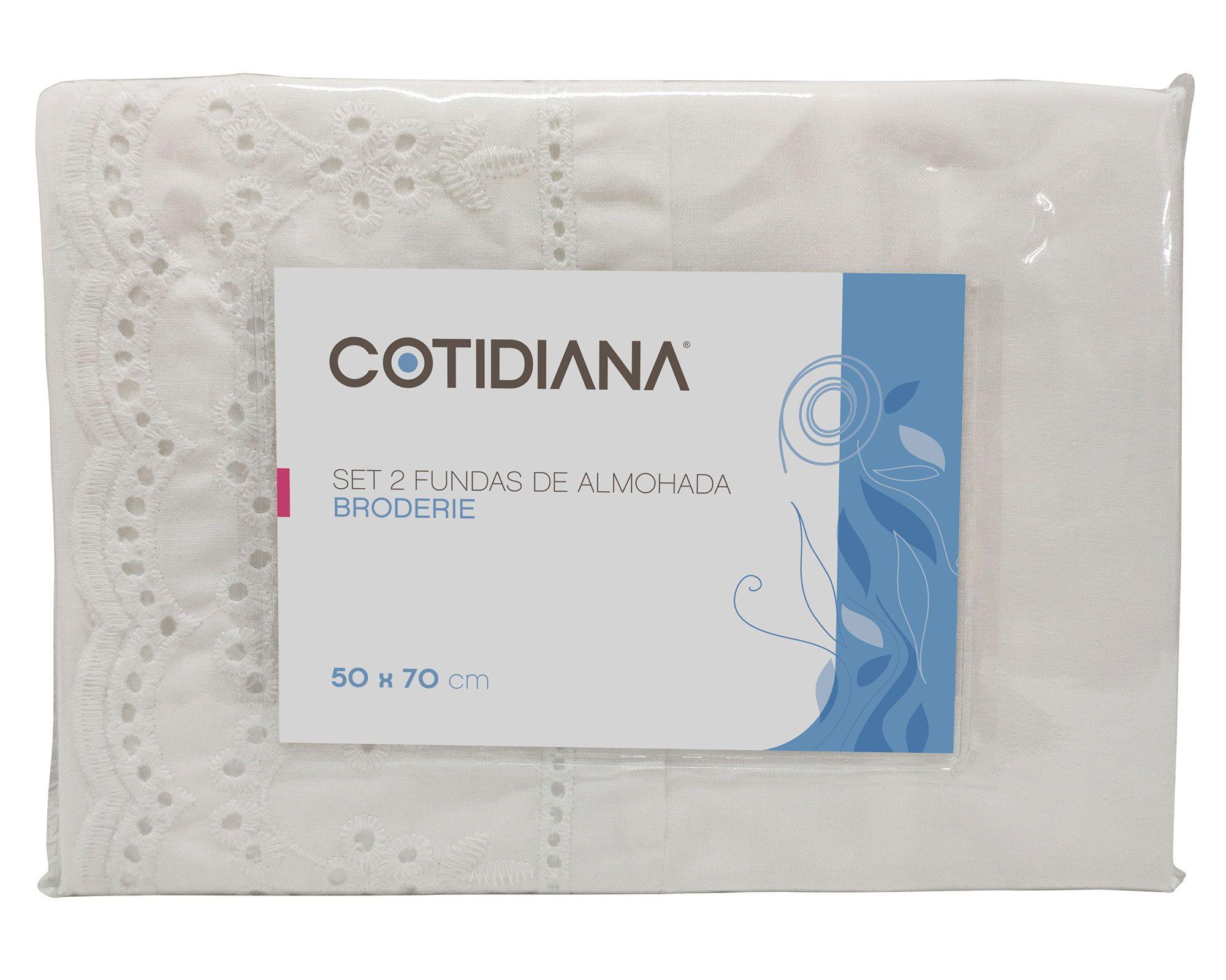 Funda almohada 50x70 cm Broderie blanco 2 unidades Cotidiana-0