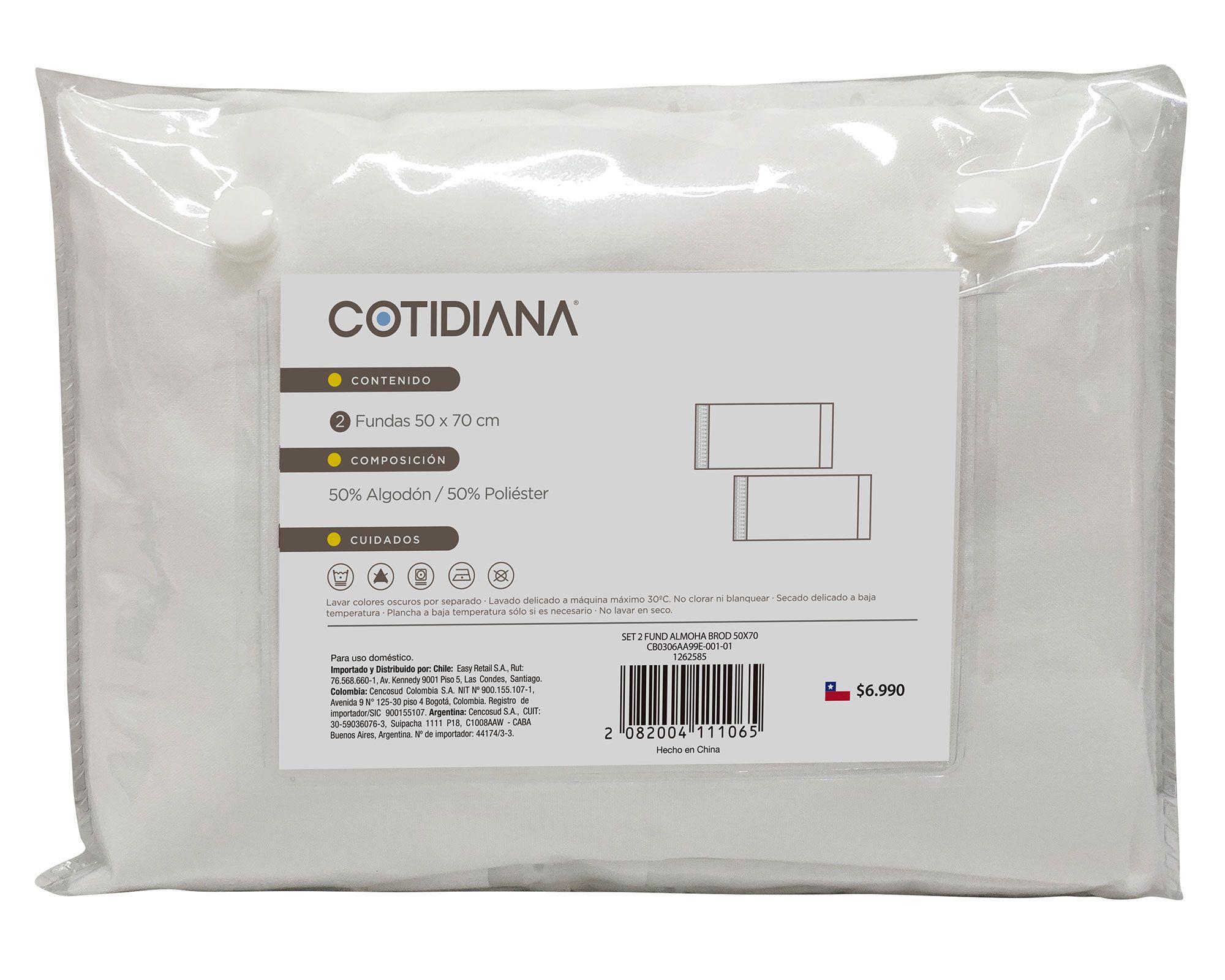 Funda almohada 50x70 cm Broderie blanco 2 unidades Cotidiana-1