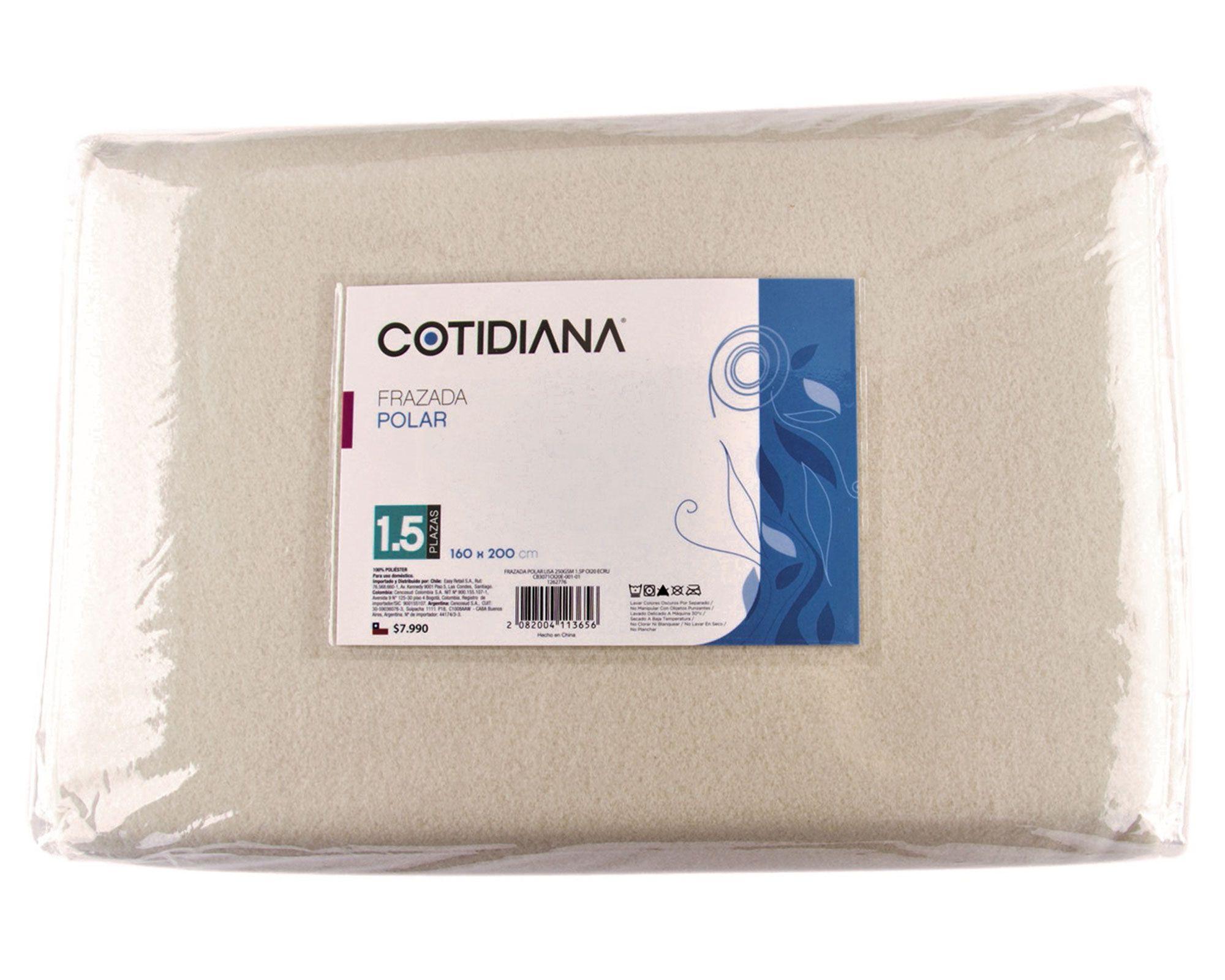 Frazada polar 1,5 plazas Lisa ecru Cotidiana-0