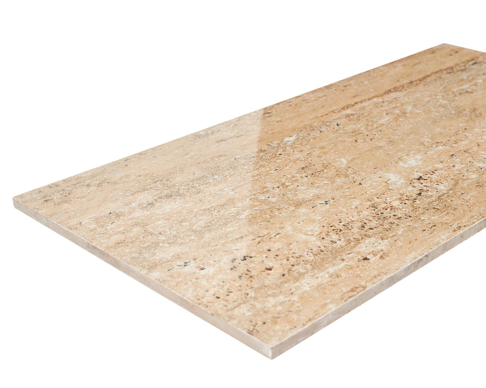 Porcelanato 30x60 cm Travertino beige pulido 1,44 m2 Klipen-2
