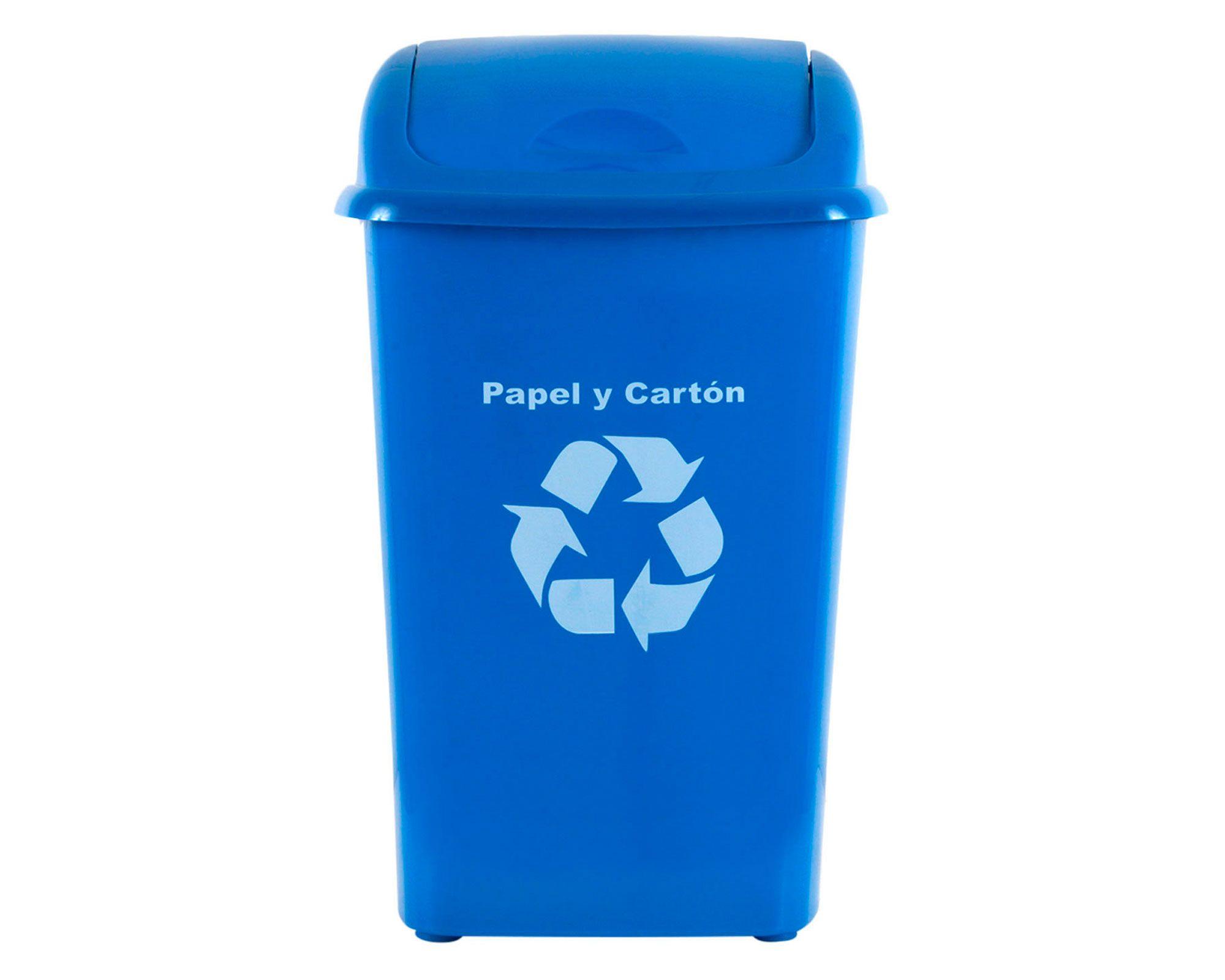 Basurero 30 litros reciclaje papel/cartón azul Innovaplast-3