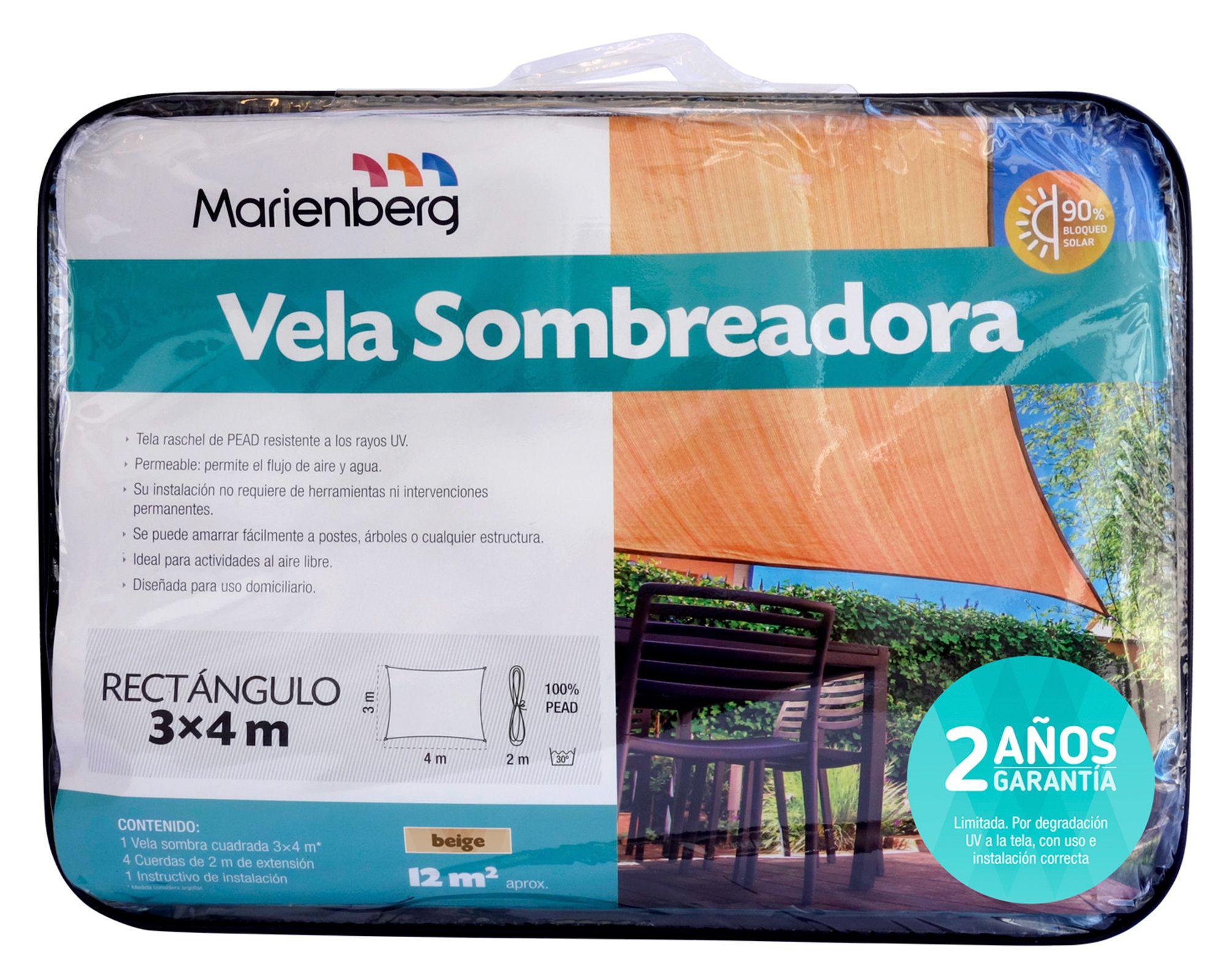 Vela sombreadora 3x4 m cuadrado beige Marienberg-2